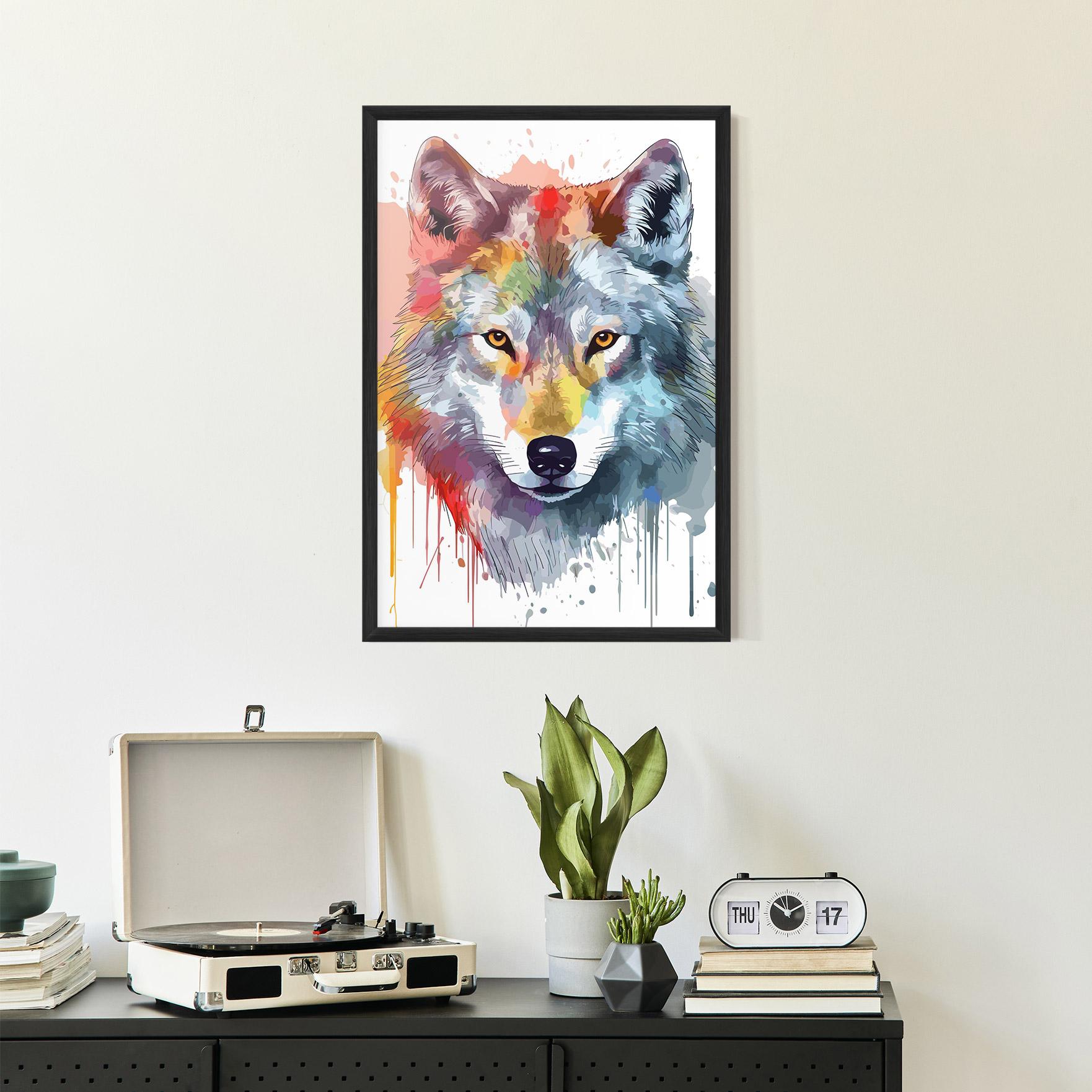 Plakat w Ramie Watercolor Wolf mockup 2