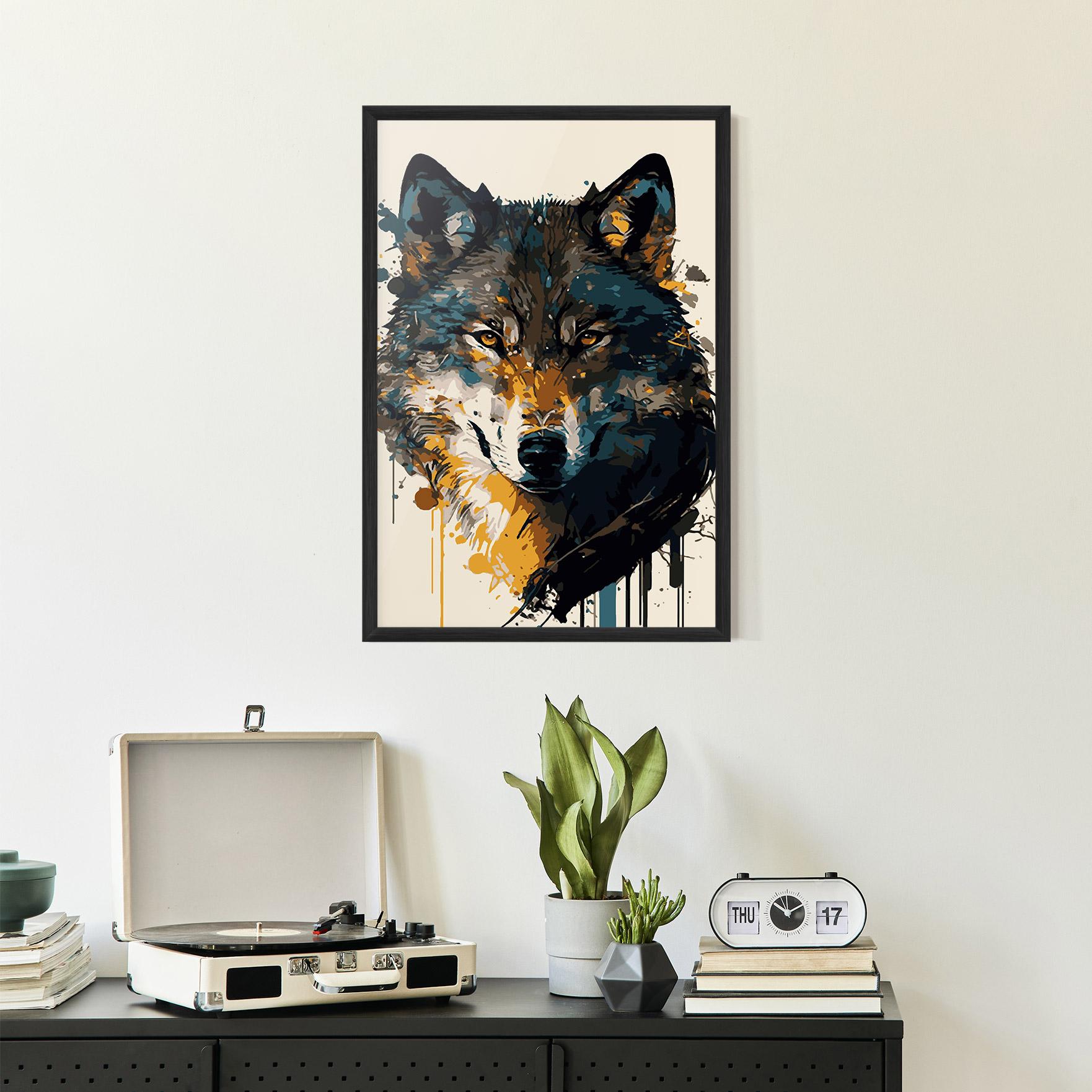 Plakat w Ramie Wolf Head Art mockup 2