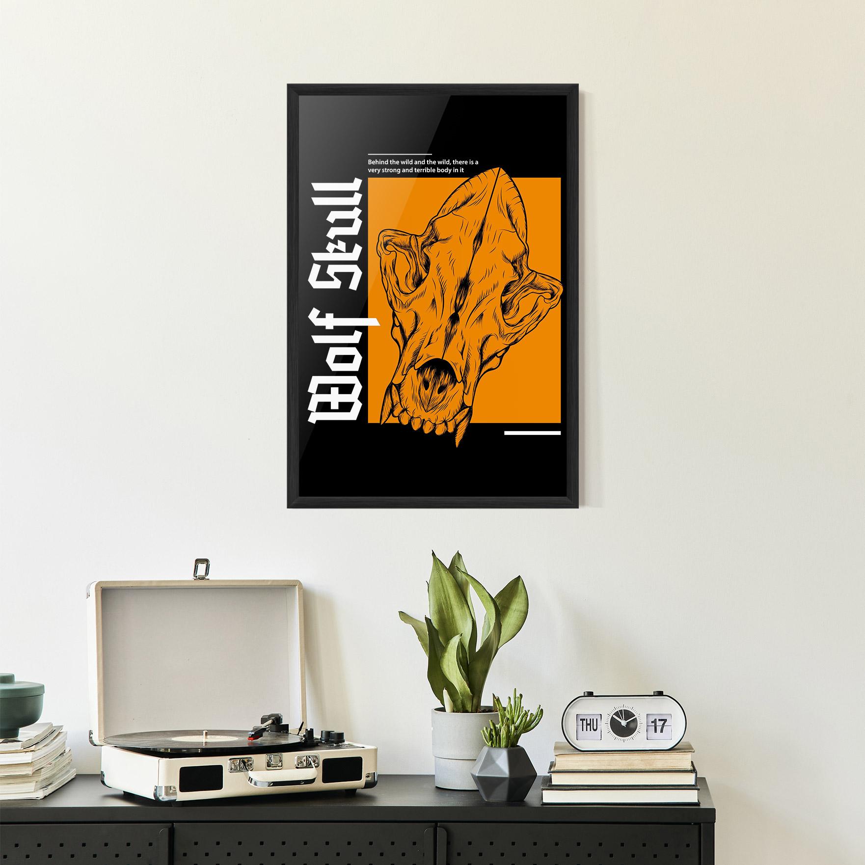 Plakat w Ramie Wolf Skull mockup 2