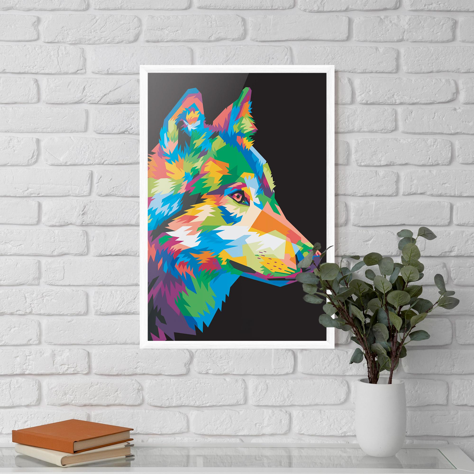 Plakat w Ramie Colorful Wolf mockup 5