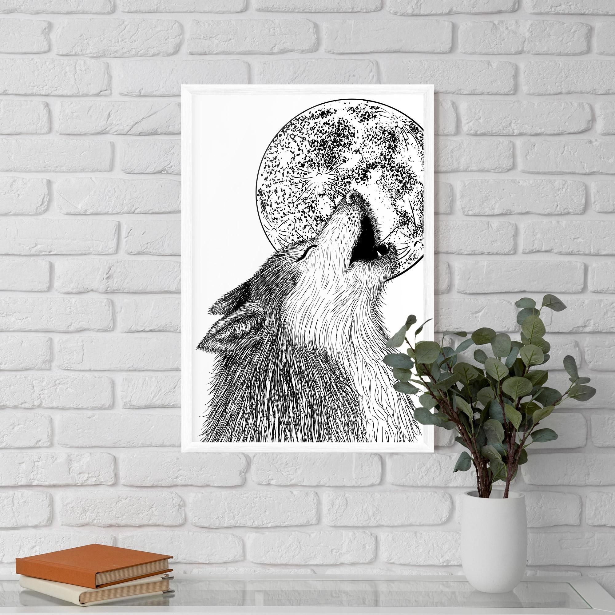 Plakat w Ramie Pretty Moon Wolf mockup 5