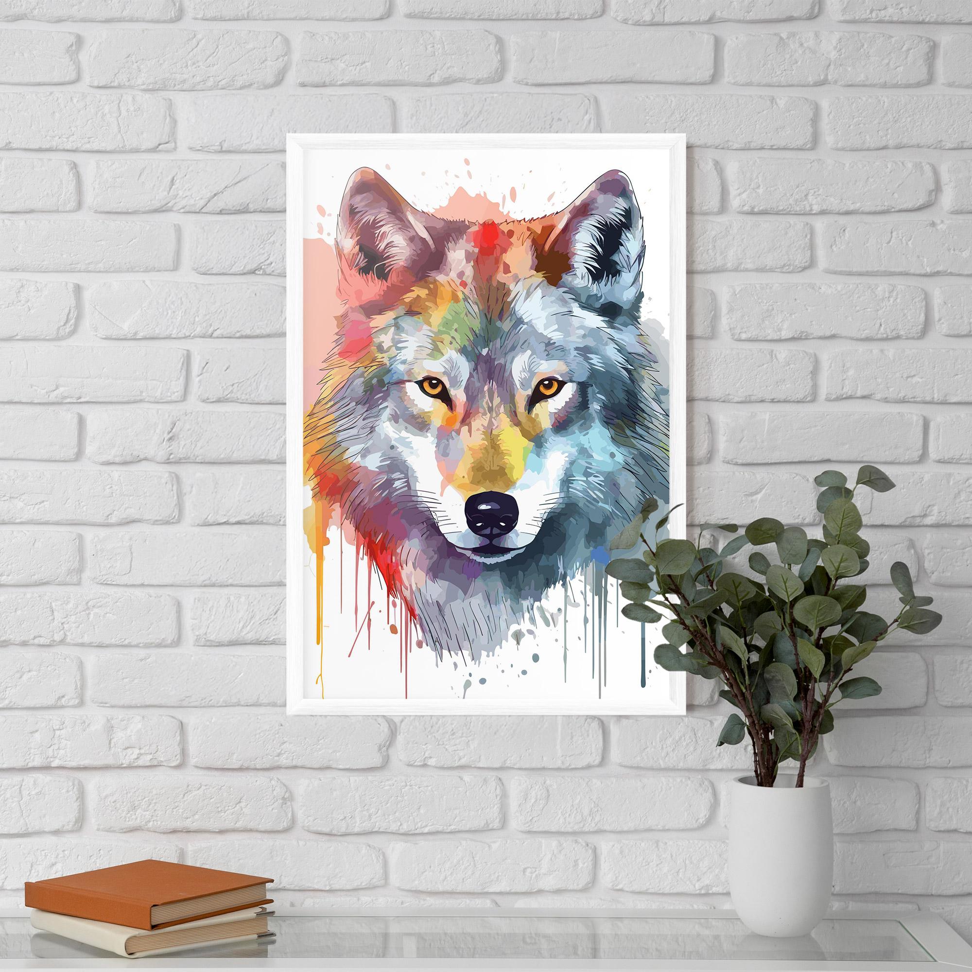 Plakat w Ramie Watercolor Wolf mockup 5