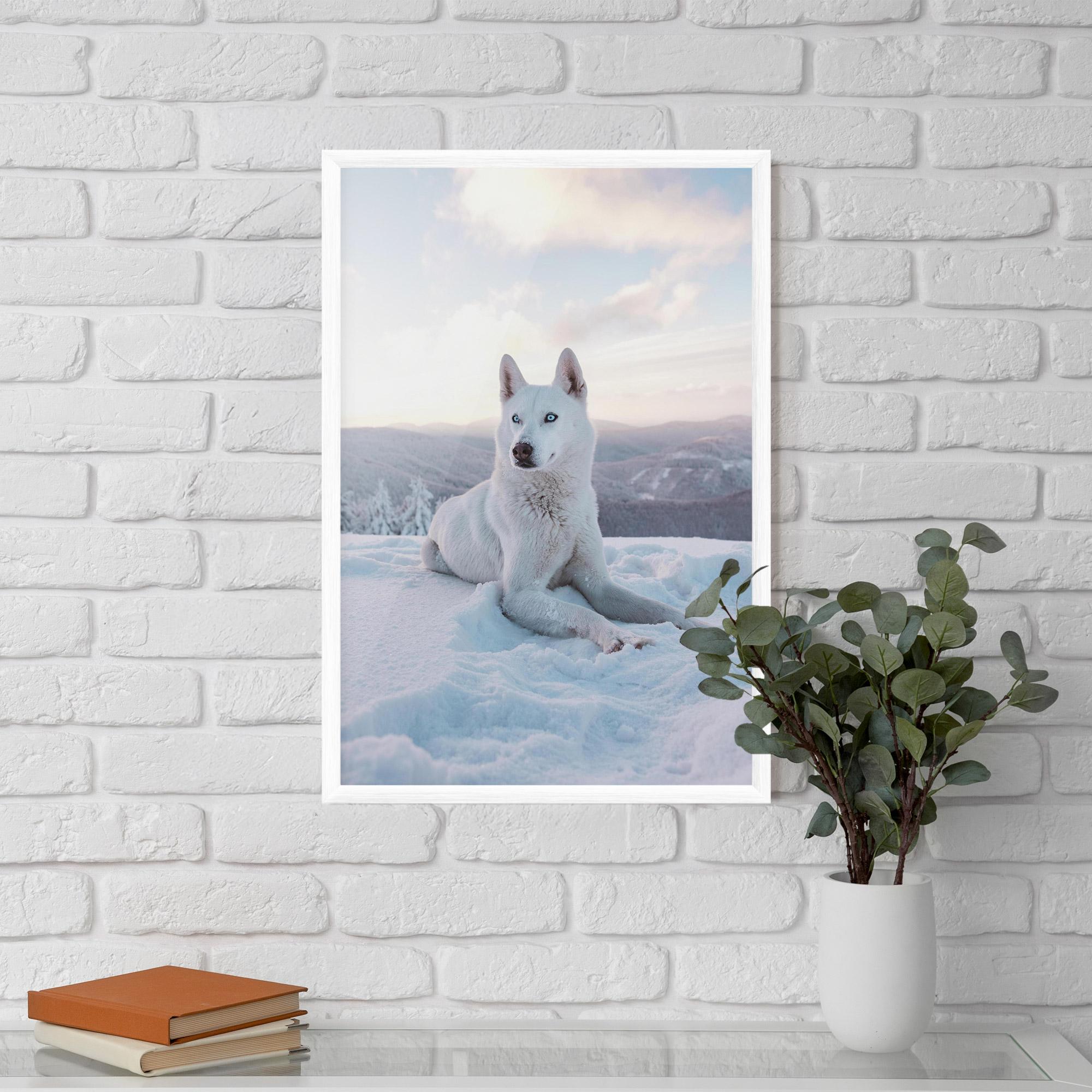 Plakat w Ramie White Snow Wolf mockup 5