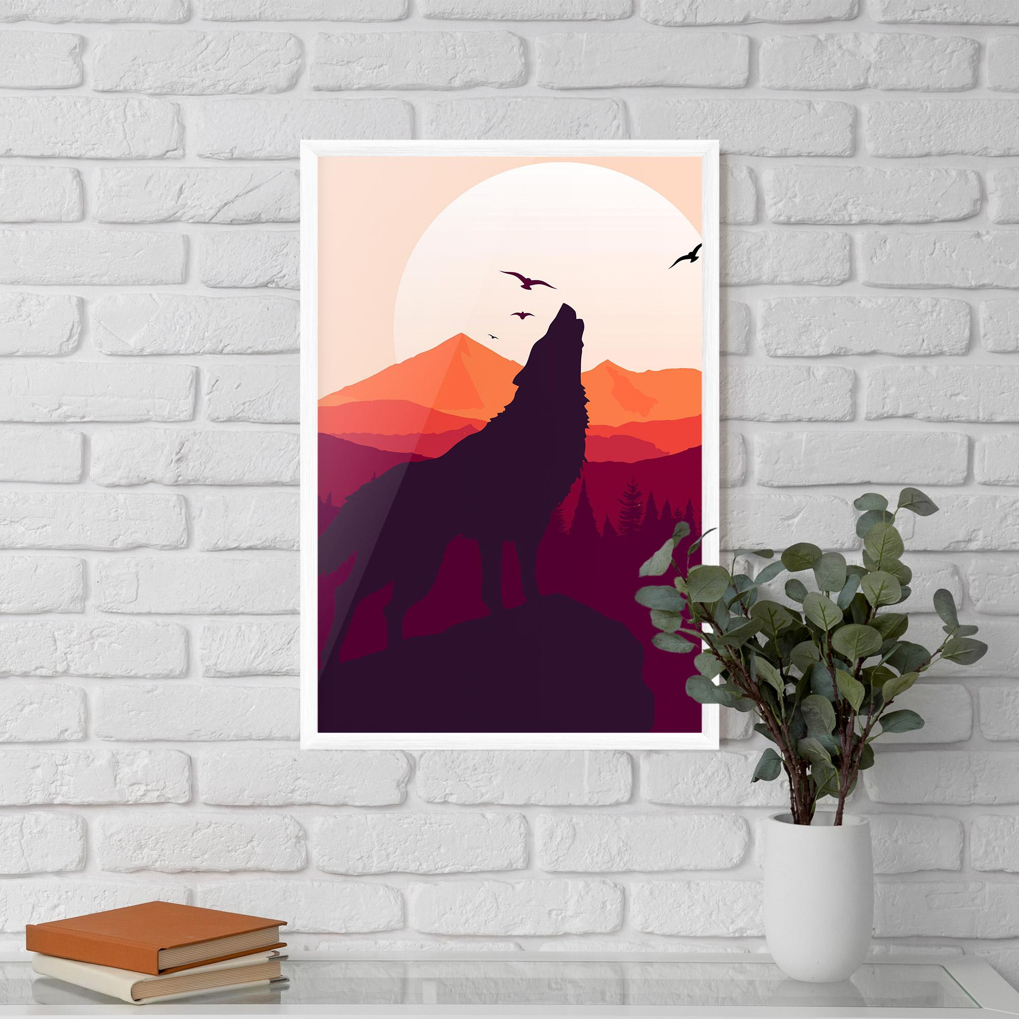 Plakat w Ramie Wolf Pink Moon mockup 5