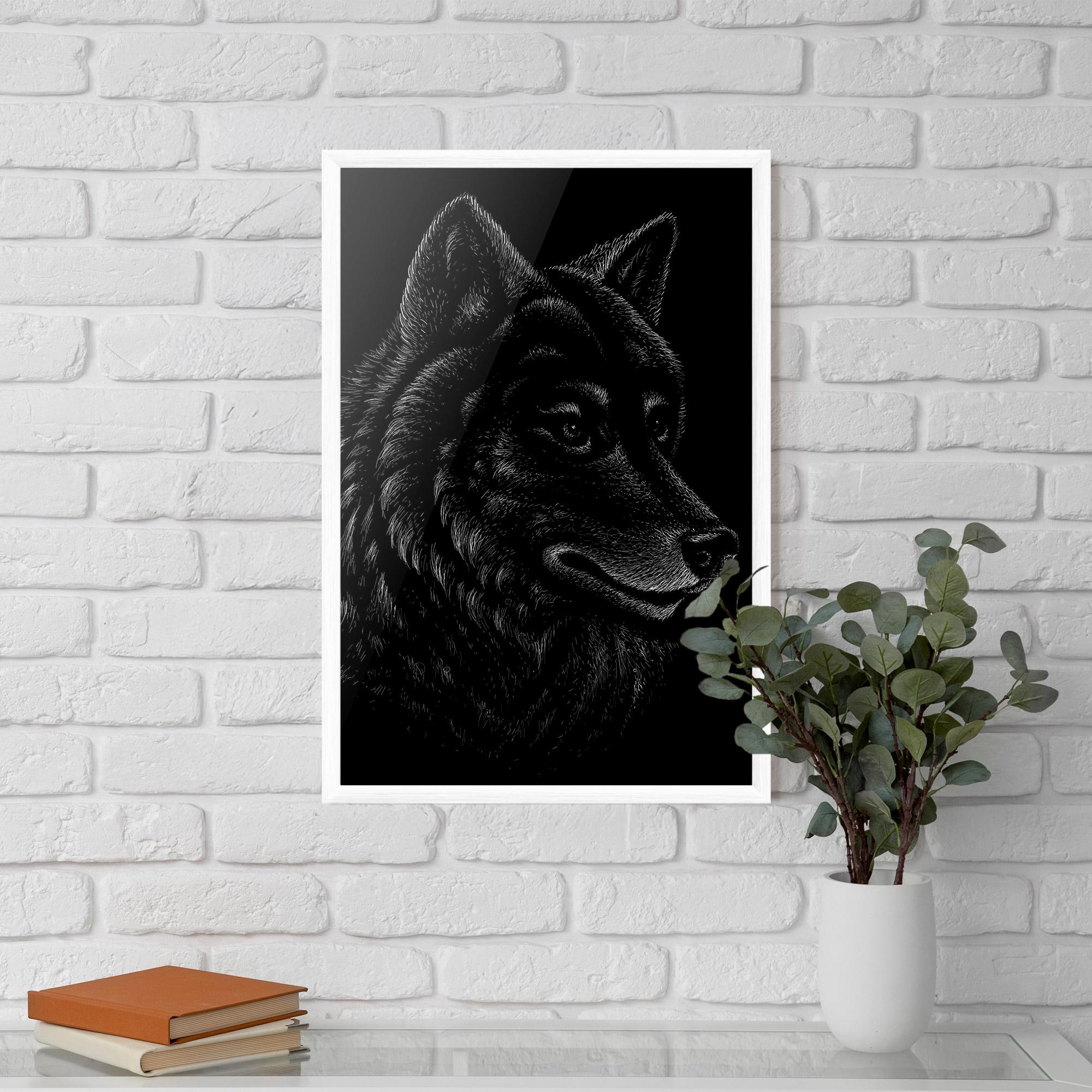 Plakat w Ramie Wolf Shillouette Head mockup 5
