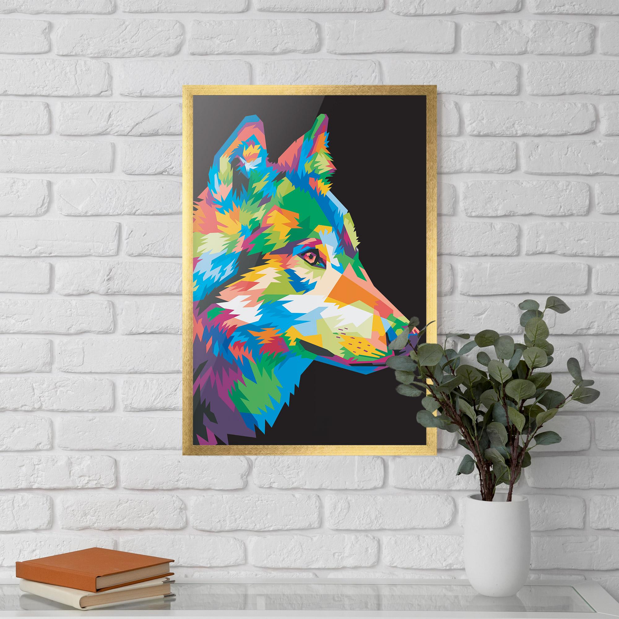 Plakat w Ramie Colorful Wolf mockup 5
