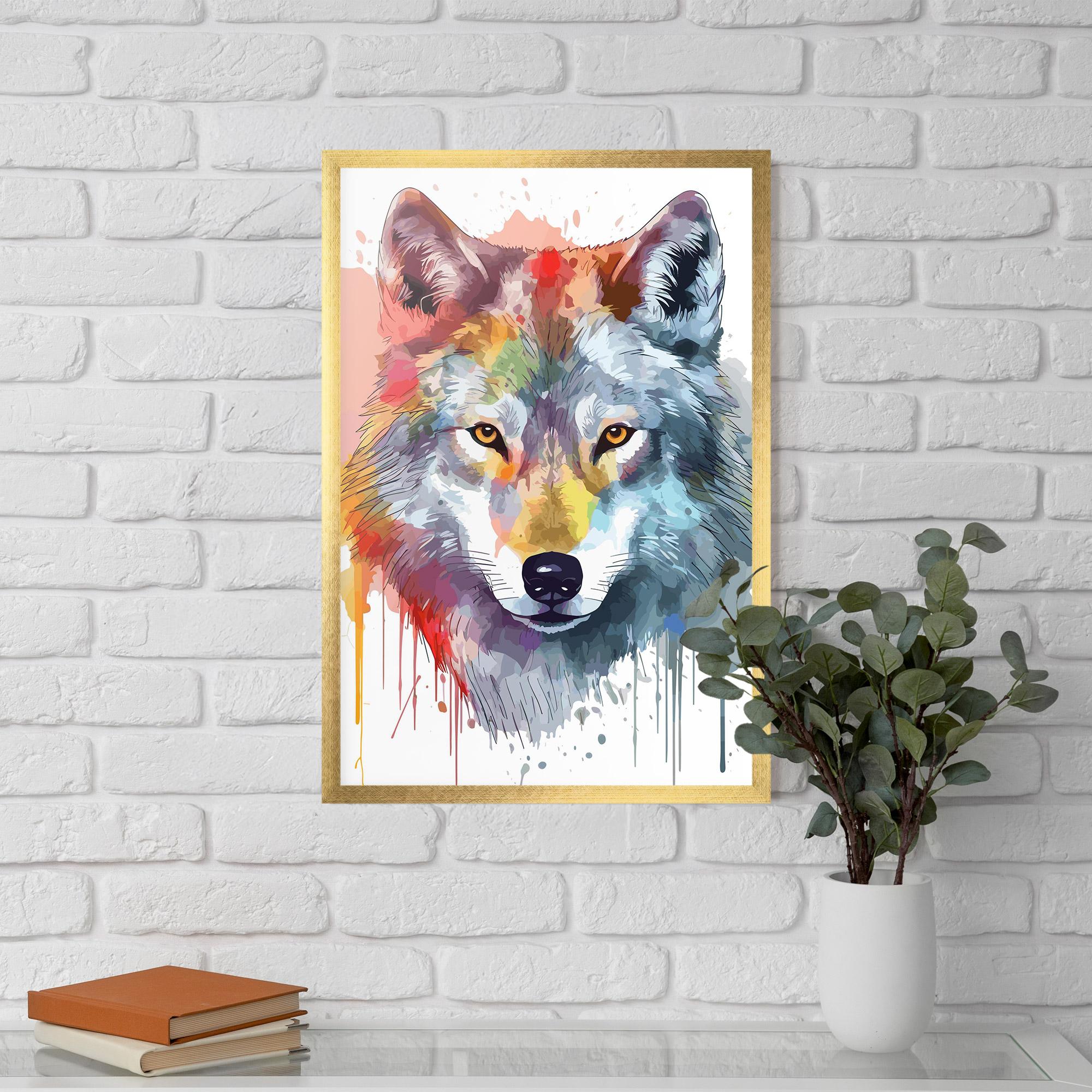 Plakat w Ramie Watercolor Wolf mockup 5