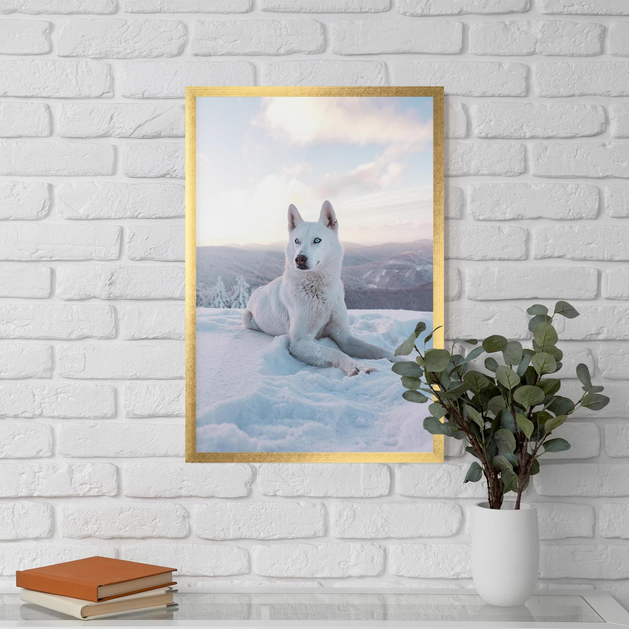 Plakat w Ramie White Snow Wolf mockup 5