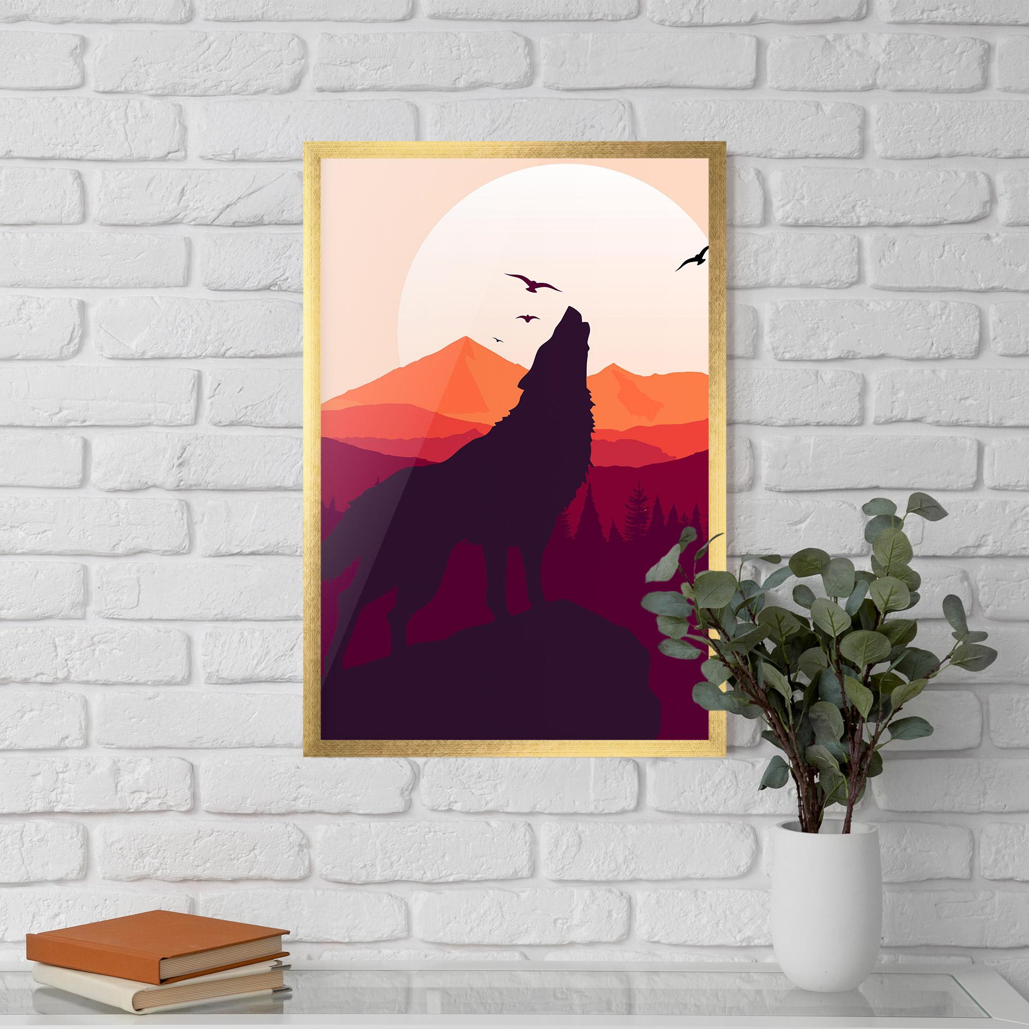 Plakat w Ramie Wolf Pink Moon mockup 5