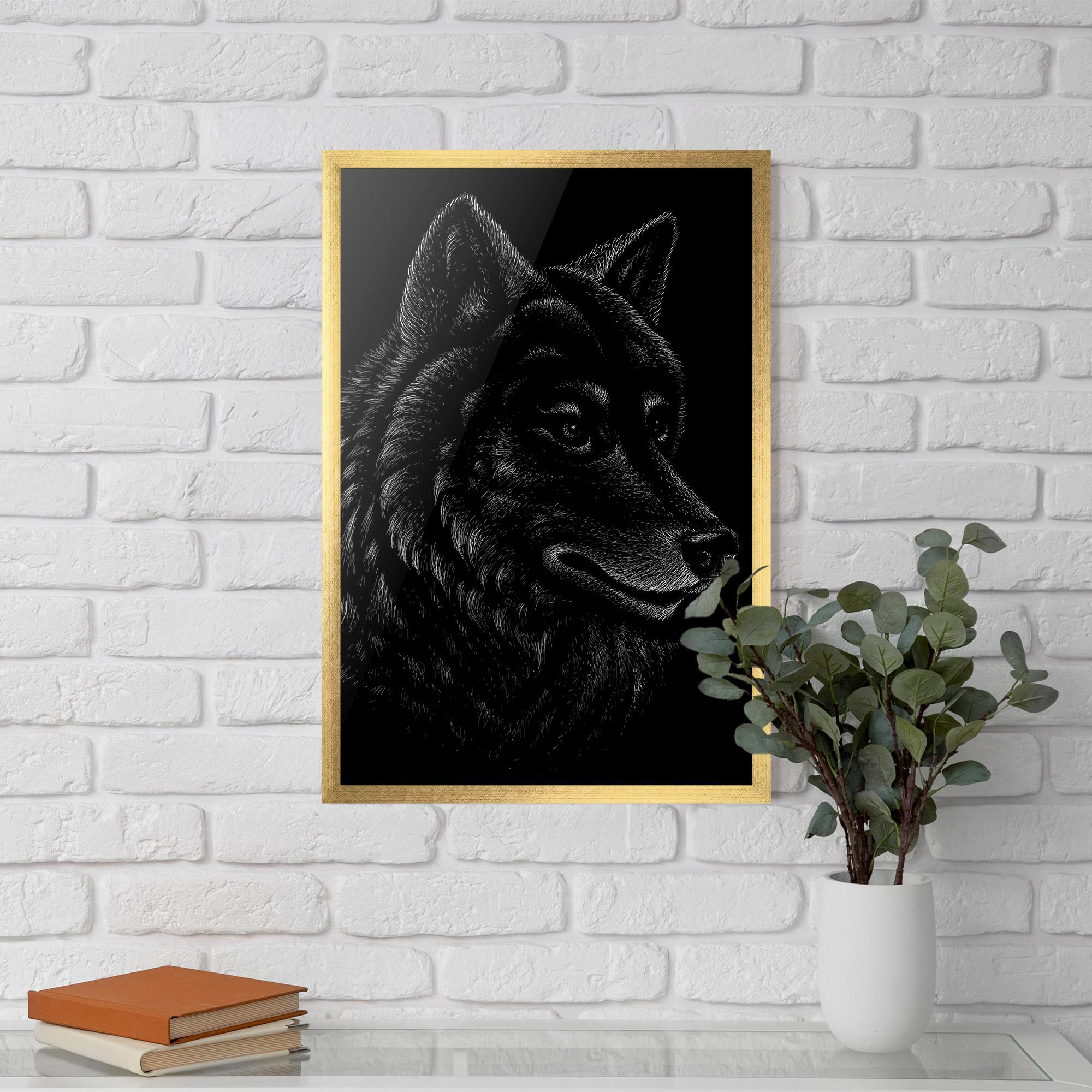 Plakat w Ramie Wolf Shillouette Head mockup 5