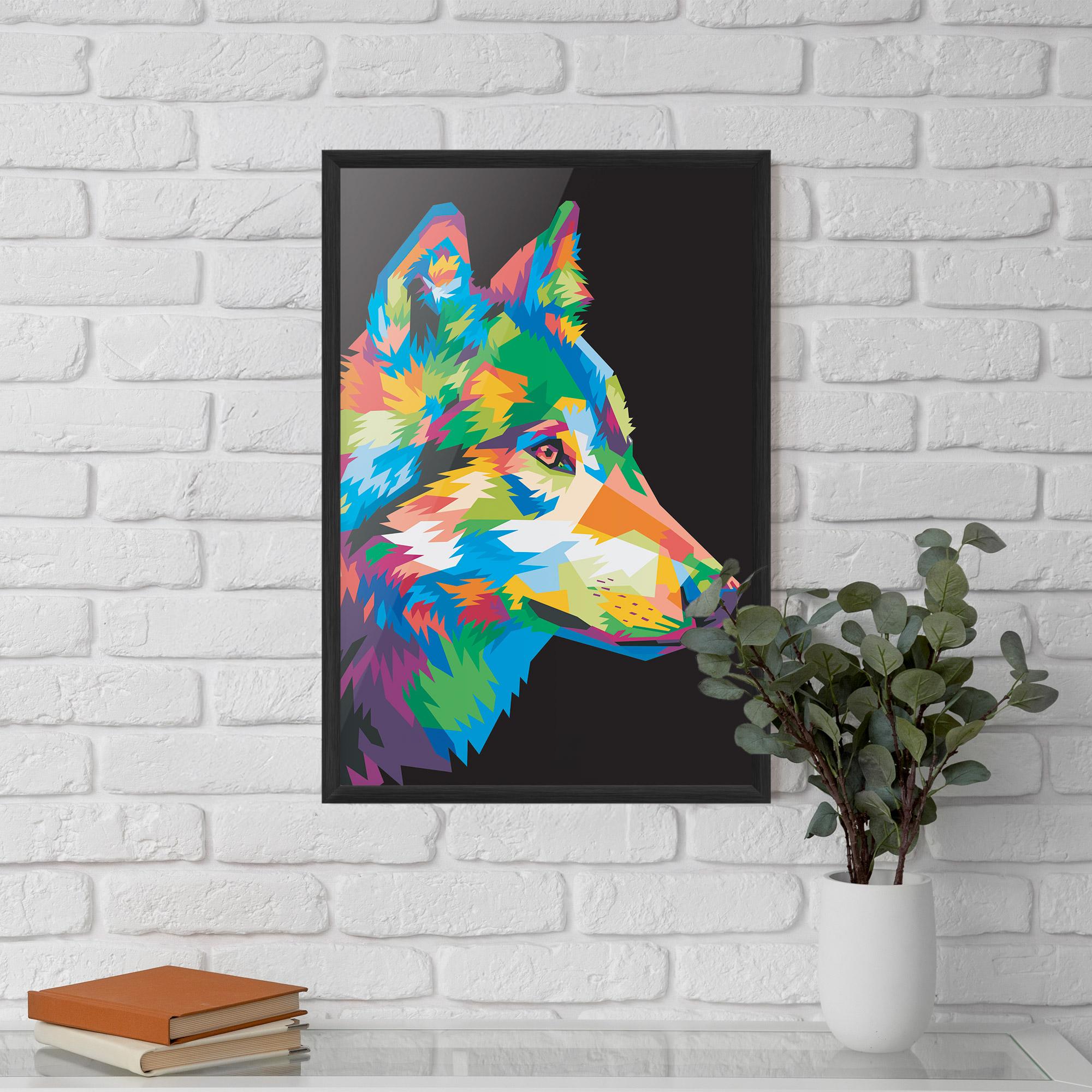 Plakat w Ramie Colorful Wolf mockup 5