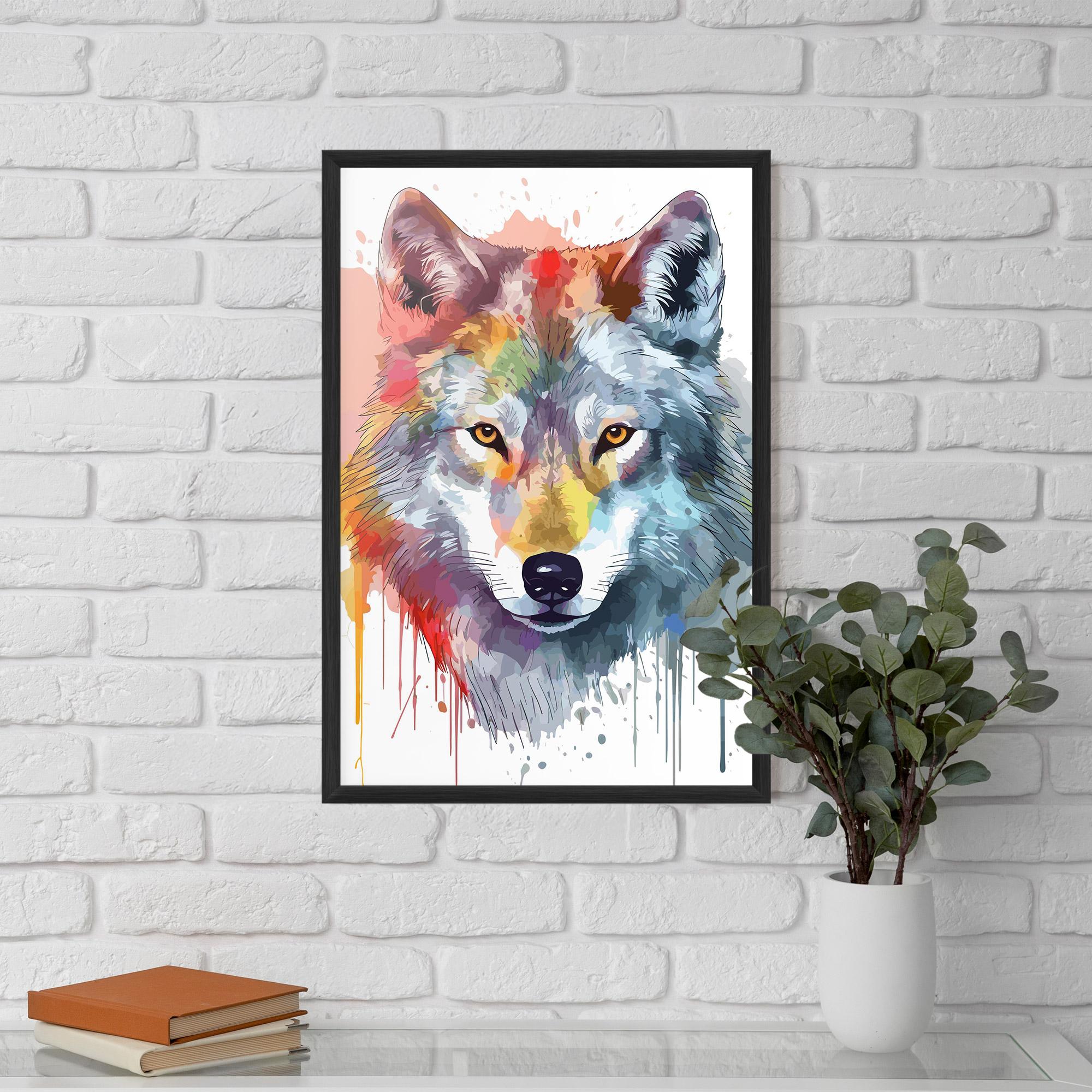 Plakat w Ramie Watercolor Wolf mockup 5