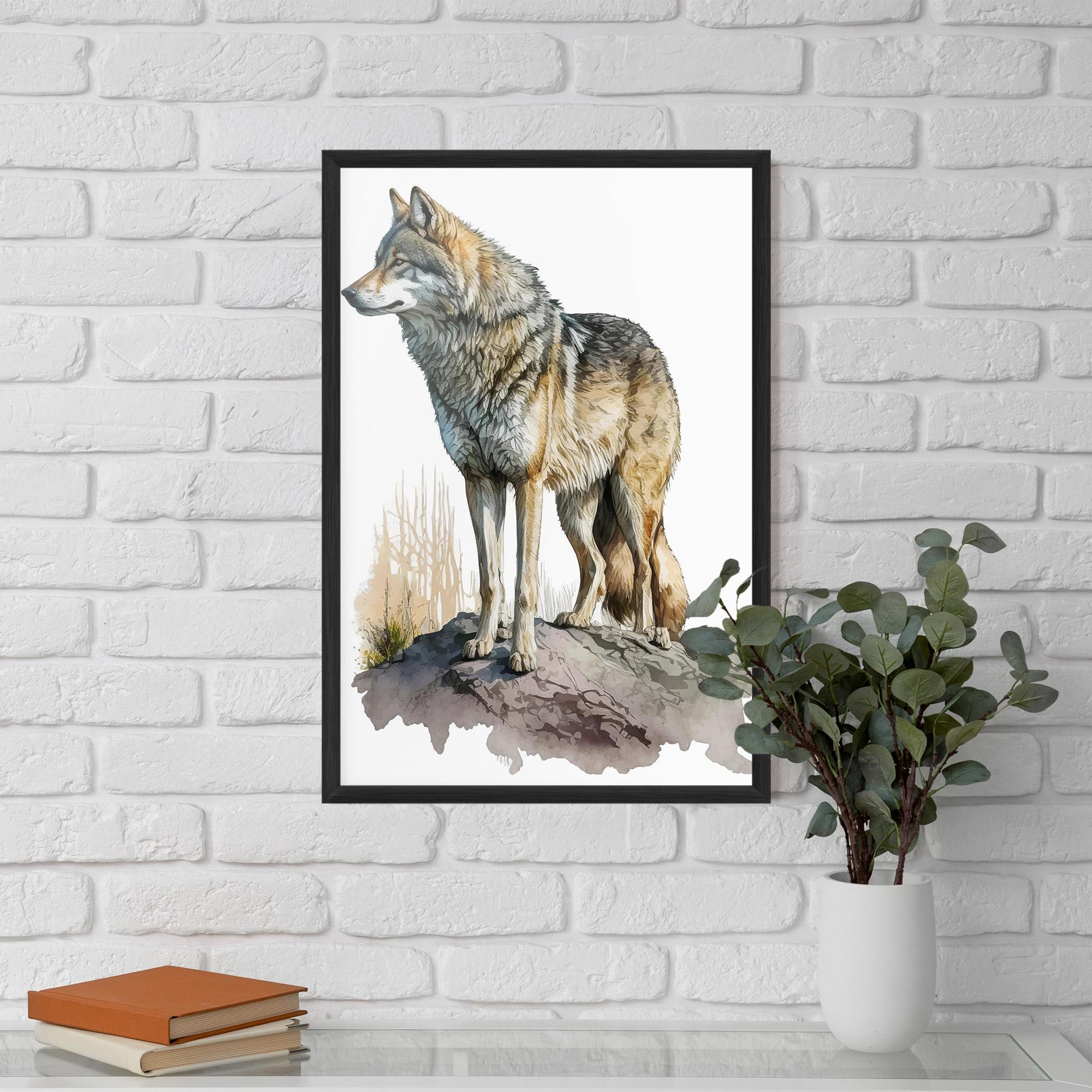 Plakat w Ramie Wolf On Rock mockup 5