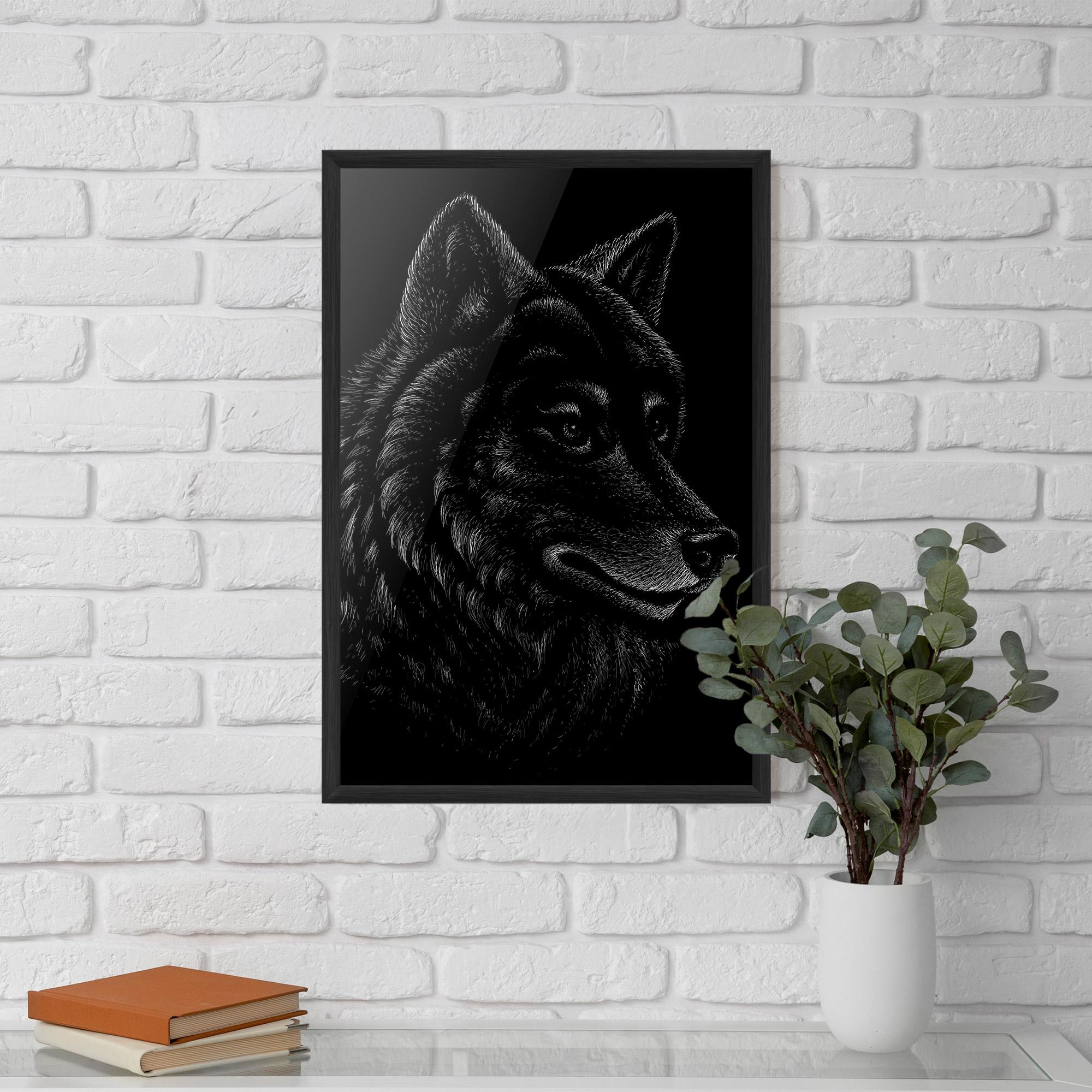 Plakat w Ramie Wolf Shillouette Head mockup 5