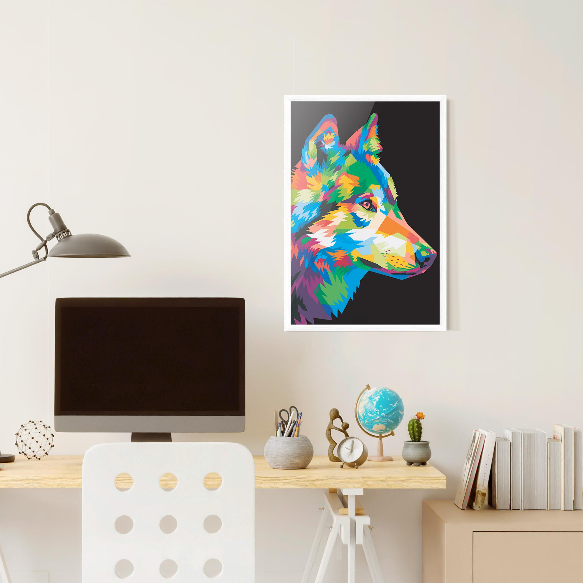 Plakat w Ramie Colorful Wolf mockup 6