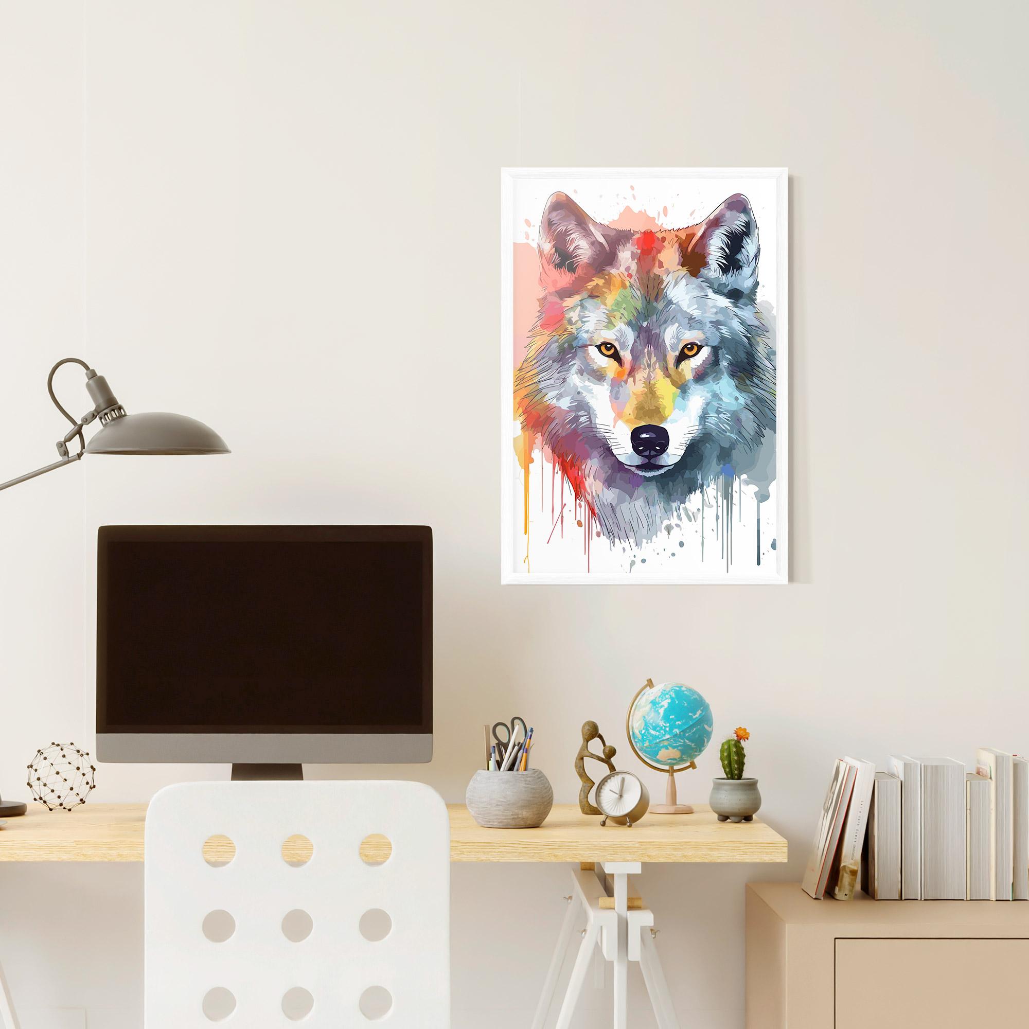 Plakat w Ramie Watercolor Wolf mockup 6