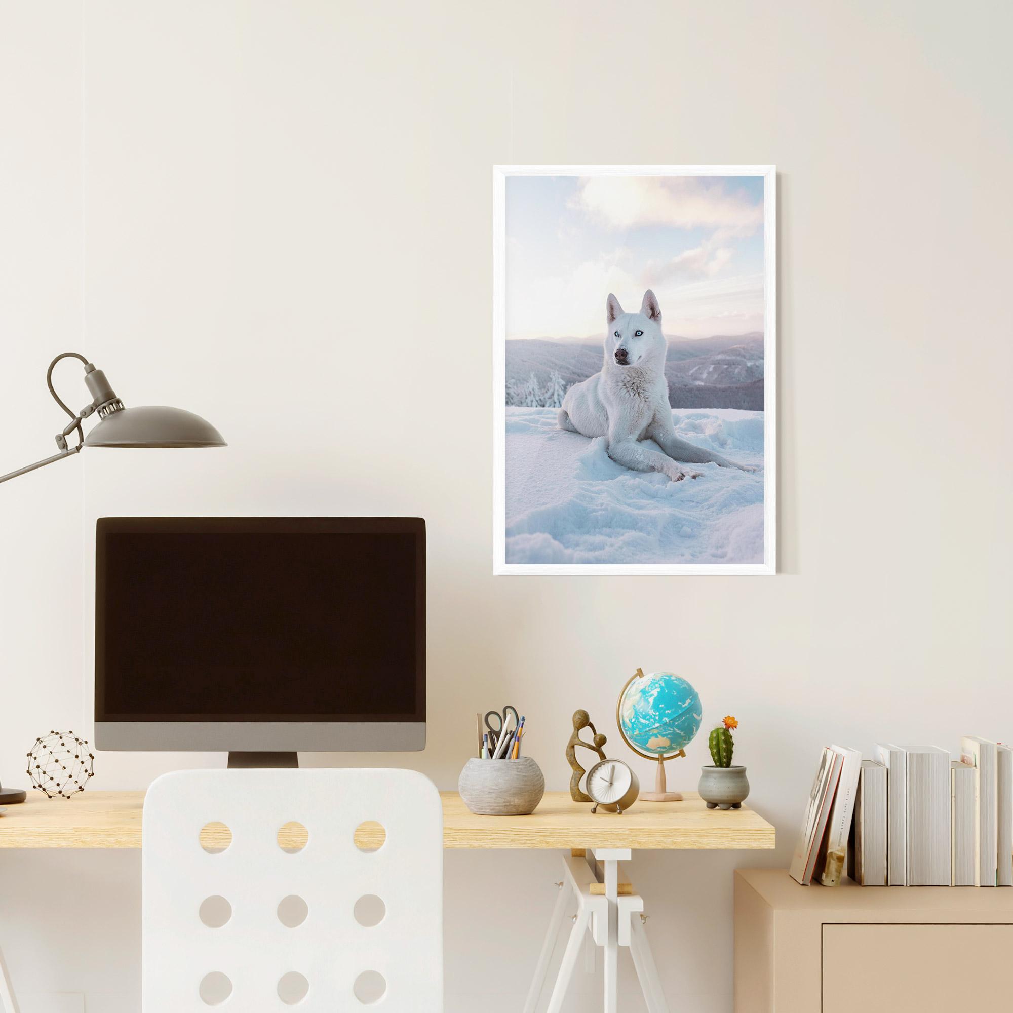 Plakat w Ramie White Snow Wolf mockup 6