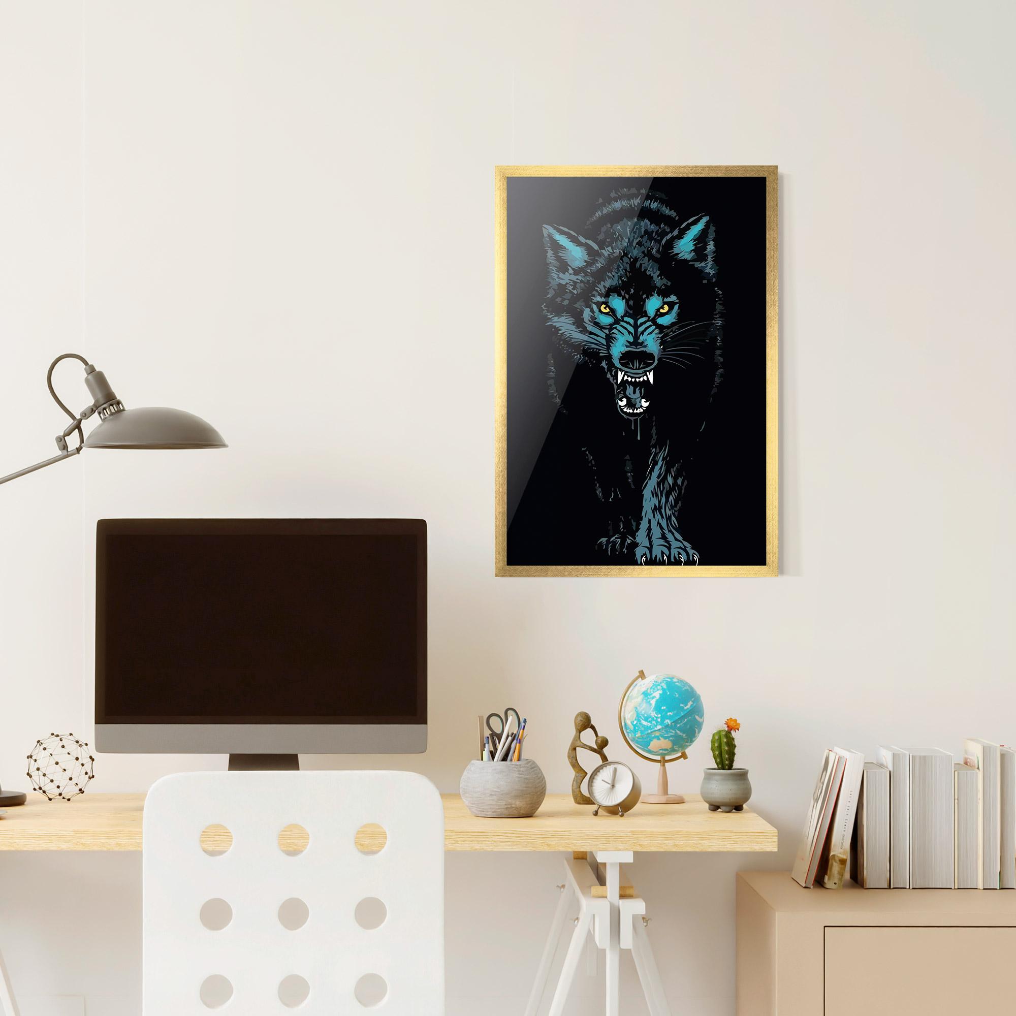 Plakat w Ramie Blue Wolf mockup 6