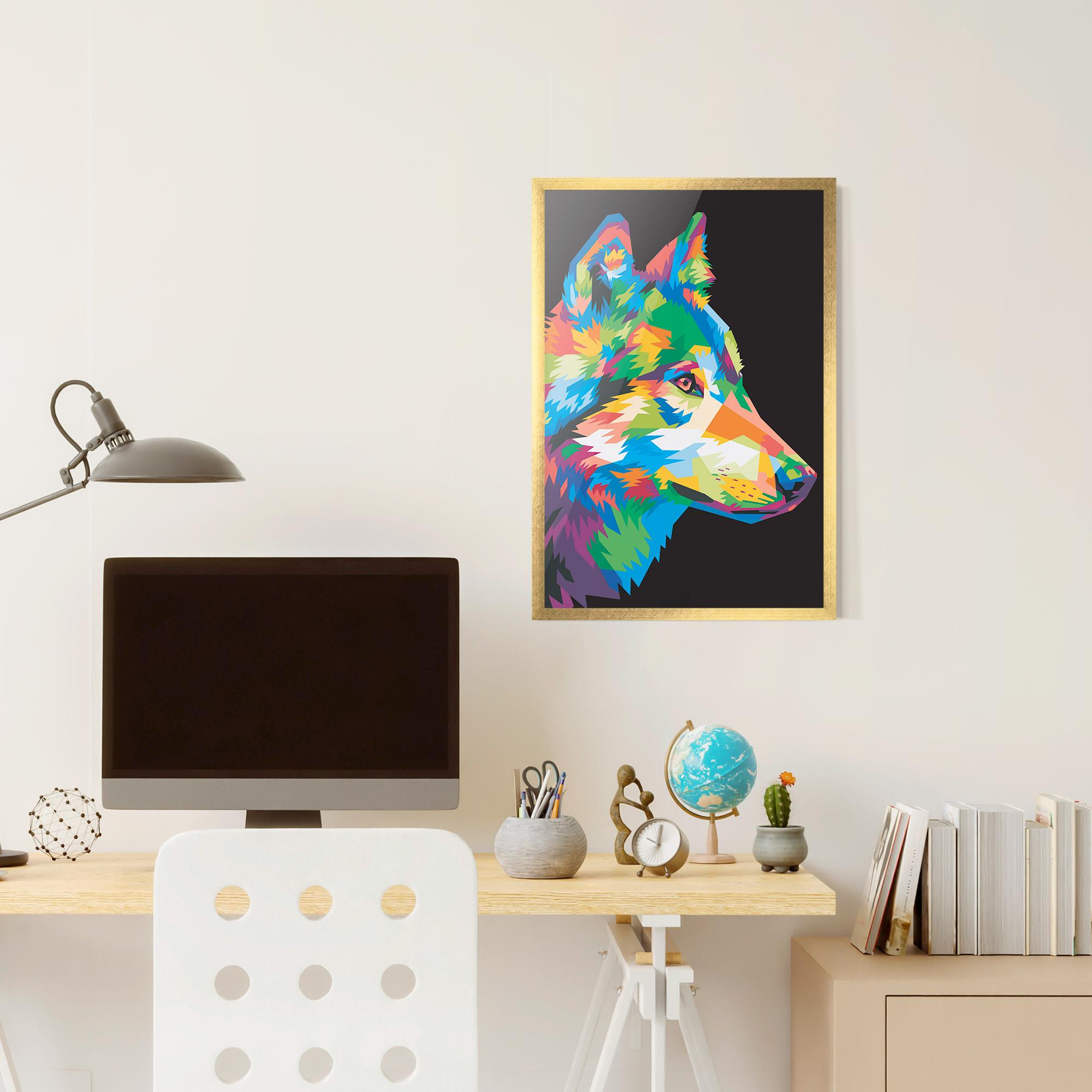 Plakat w Ramie Colorful Wolf mockup 6