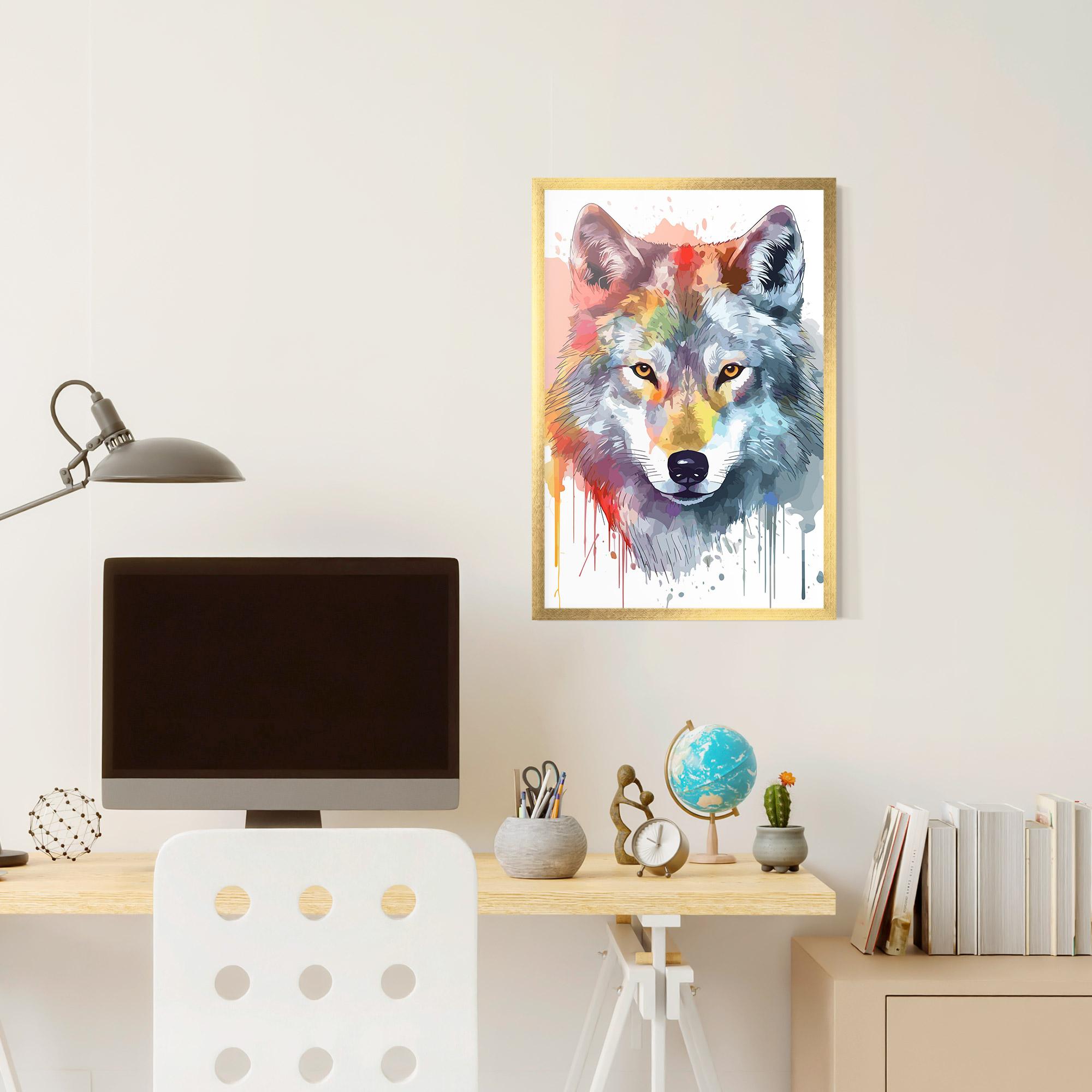 Plakat w Ramie Watercolor Wolf mockup 6