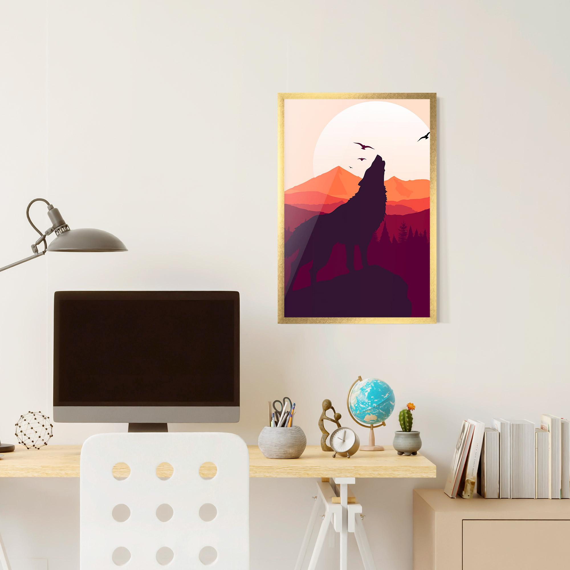 Plakat w Ramie Wolf Pink Moon mockup 6