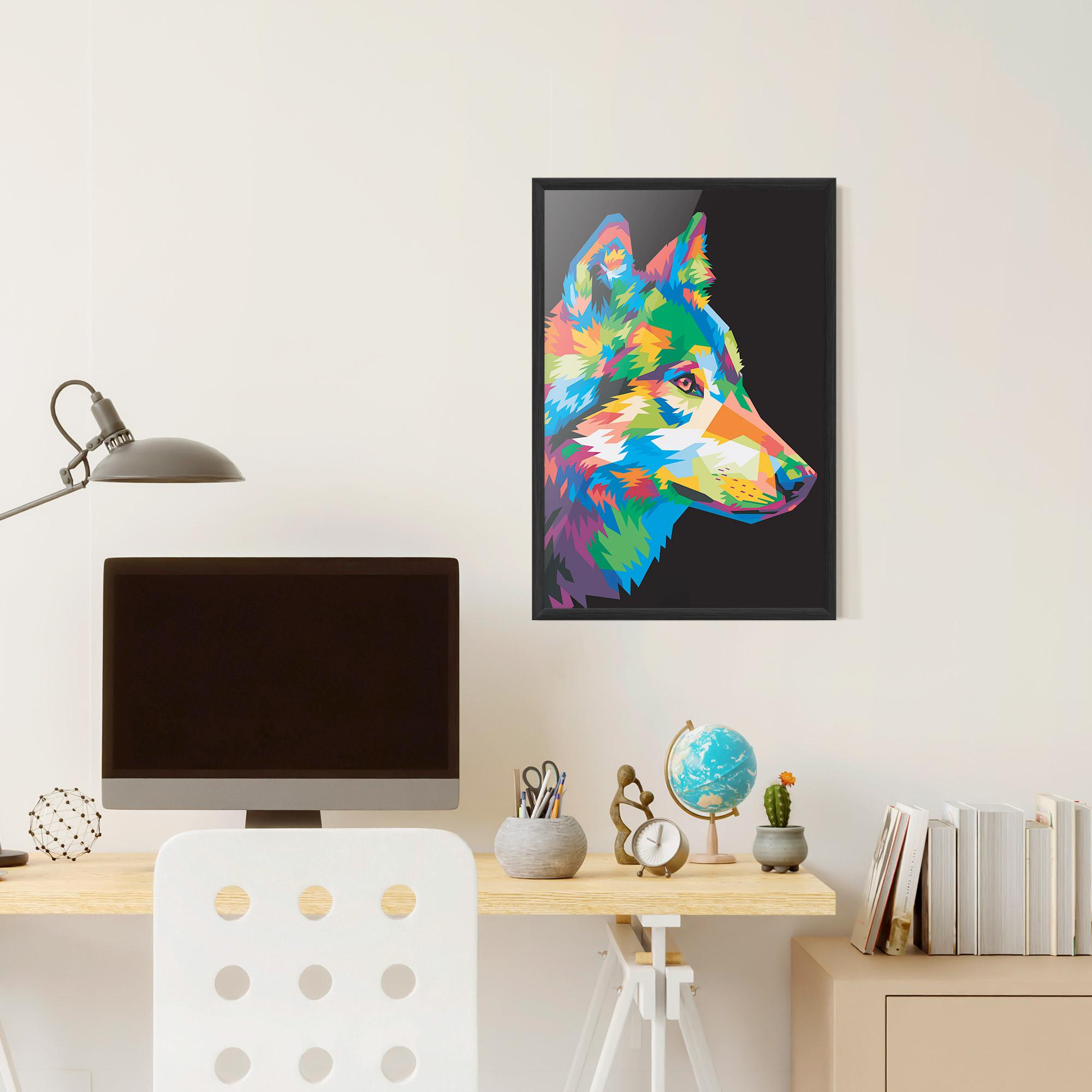 Plakat w Ramie Colorful Wolf mockup 6