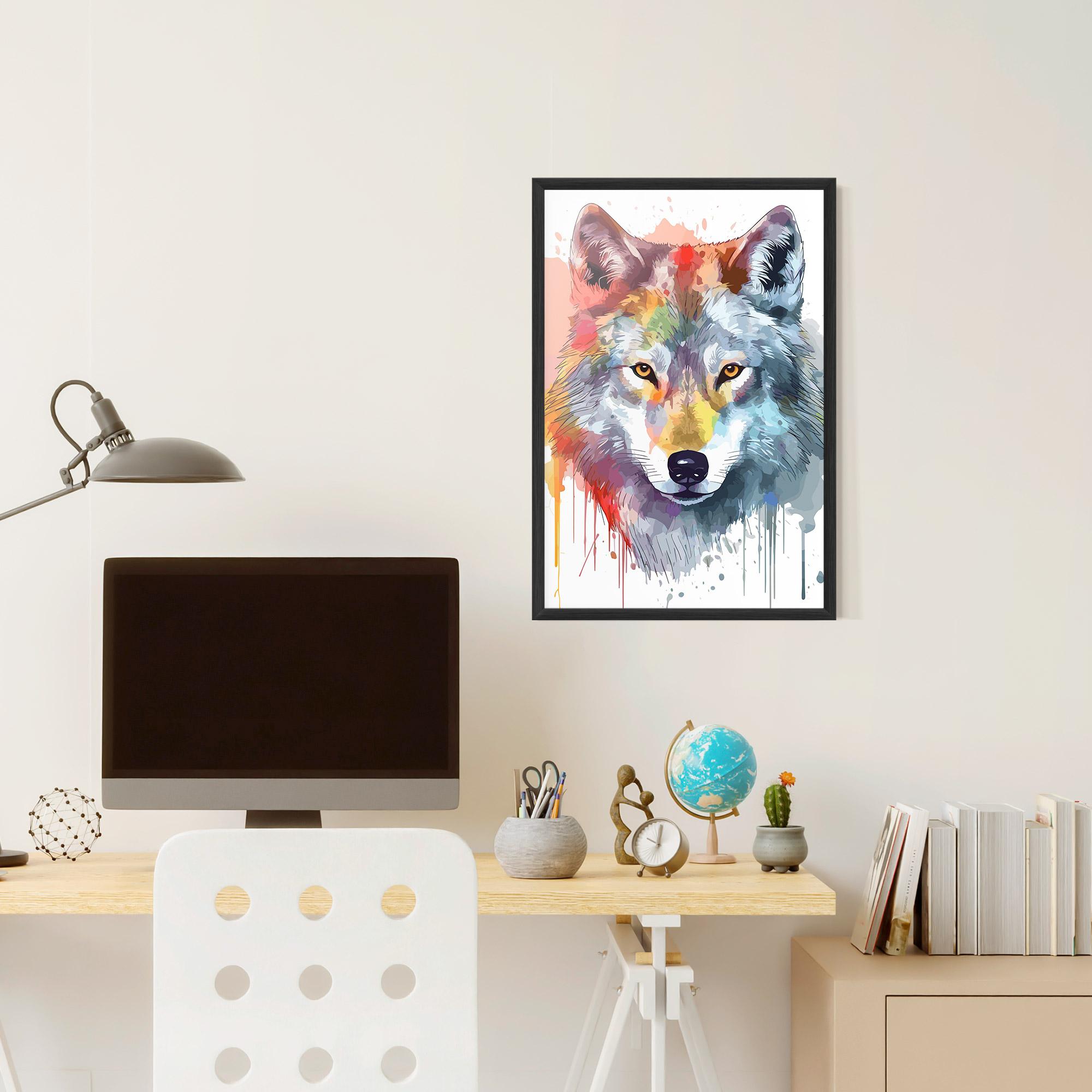 Plakat w Ramie Watercolor Wolf mockup 6
