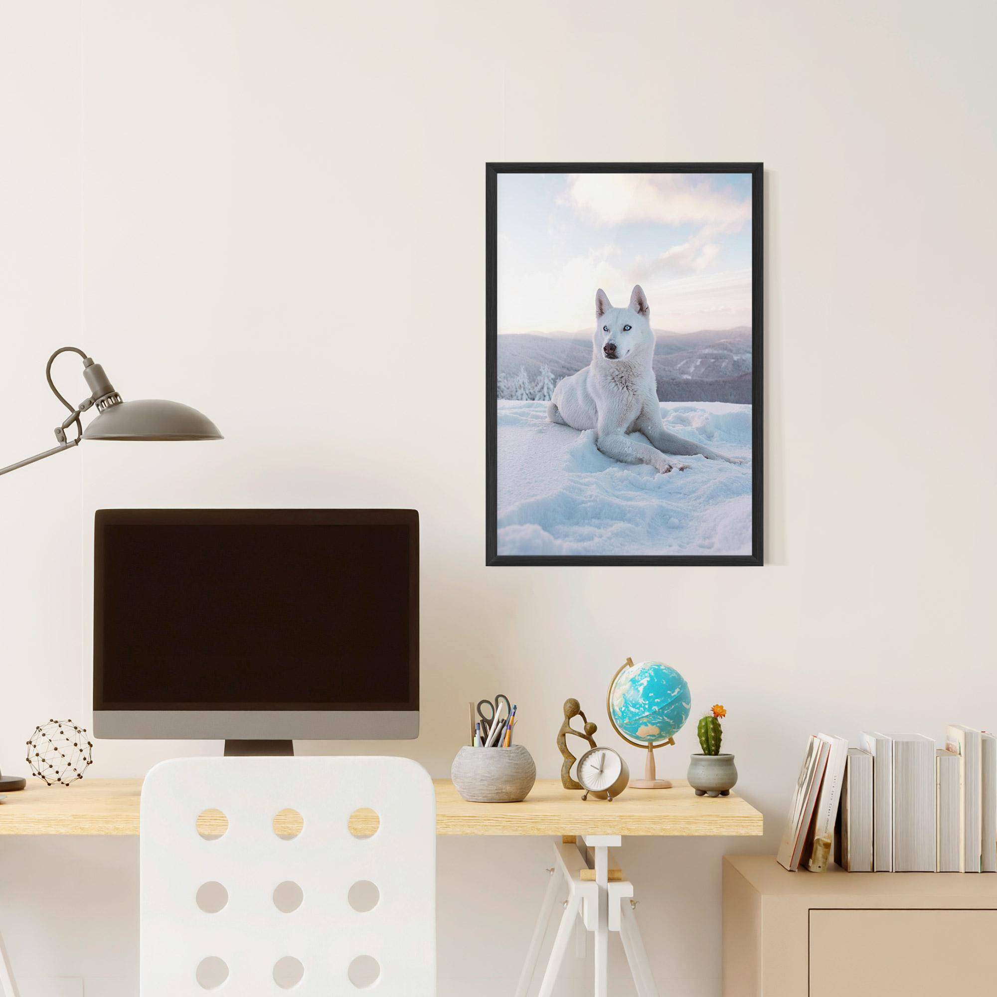 Plakat w Ramie White Snow Wolf mockup 6