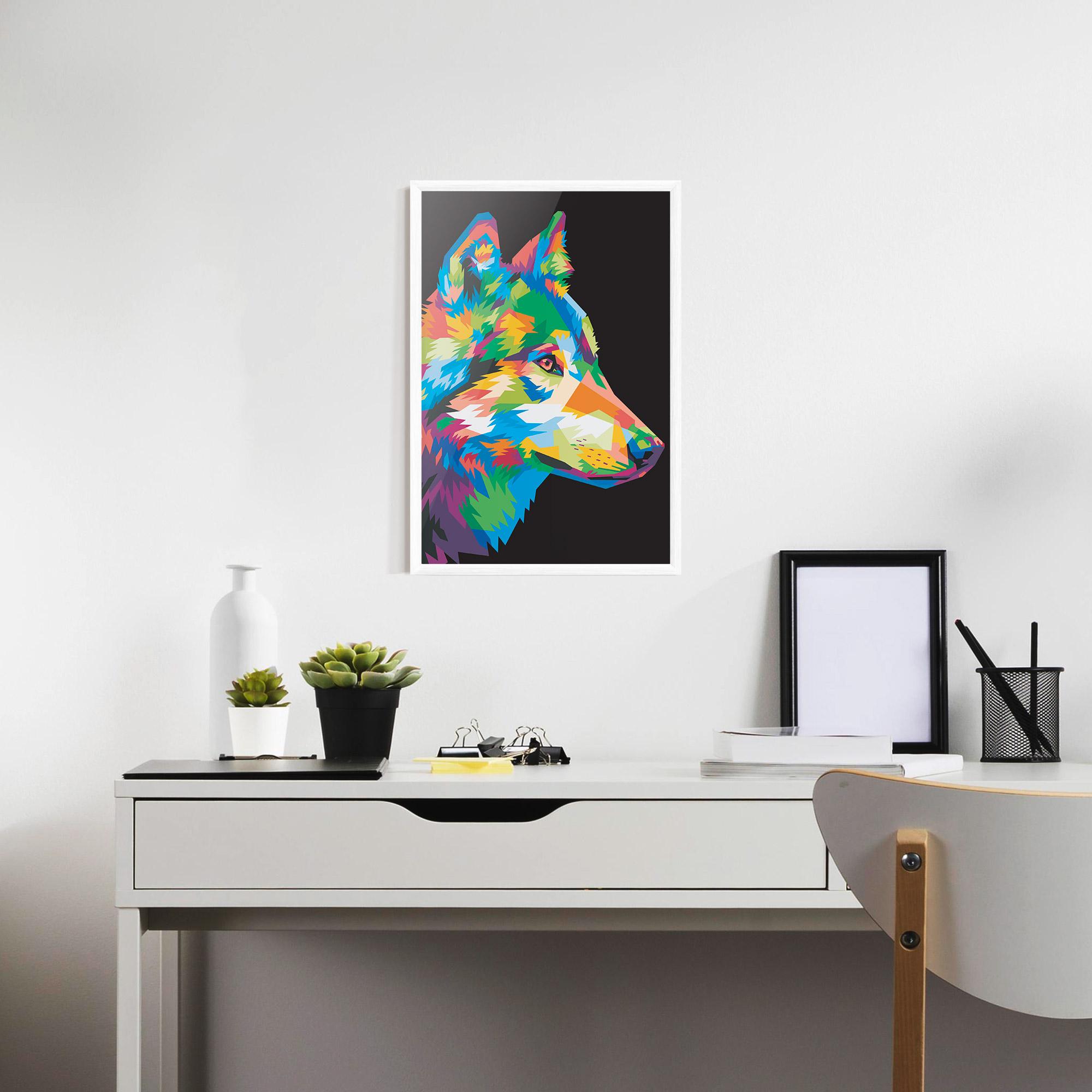 Plakat w Ramie Colorful Wolf mockup 7