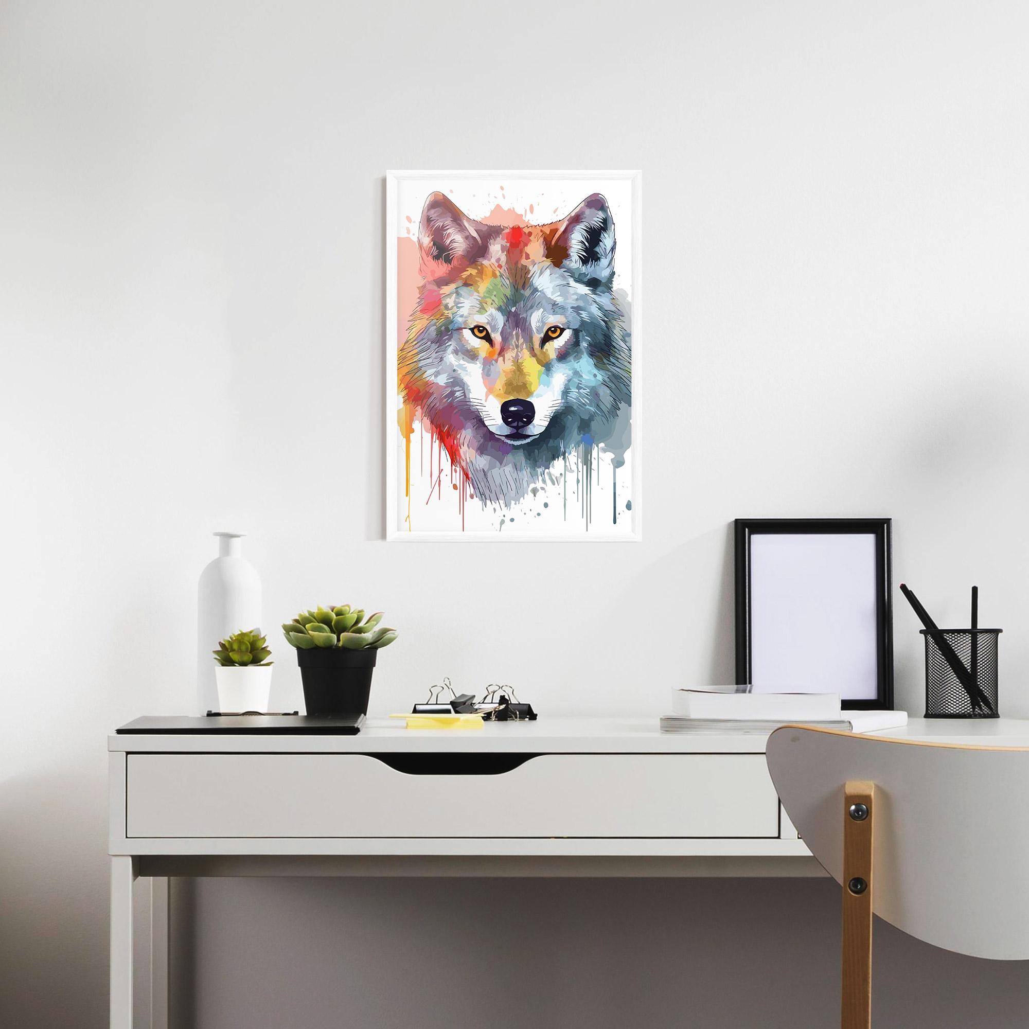 Plakat w Ramie Watercolor Wolf mockup 7