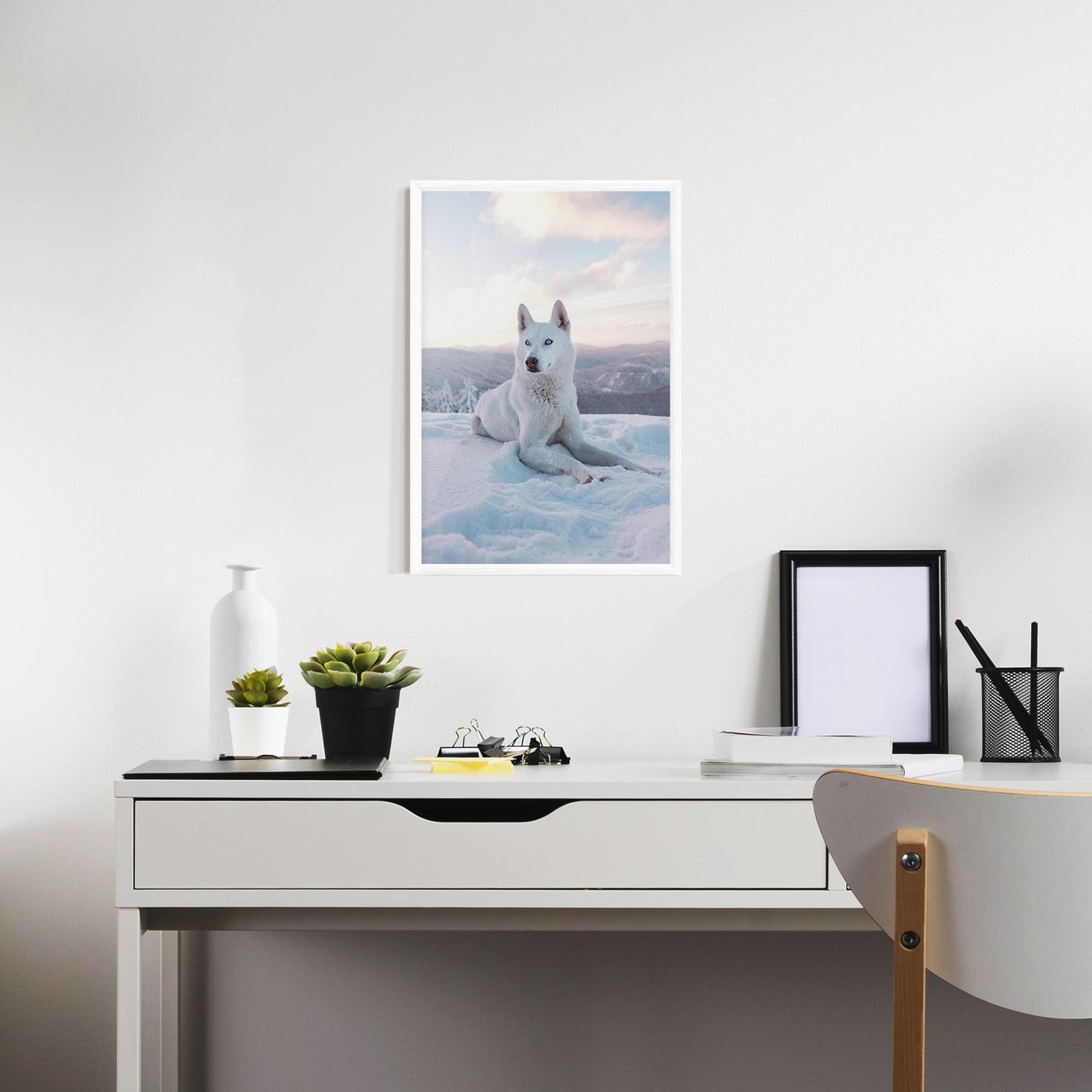 Plakat w Ramie White Snow Wolf mockup 7