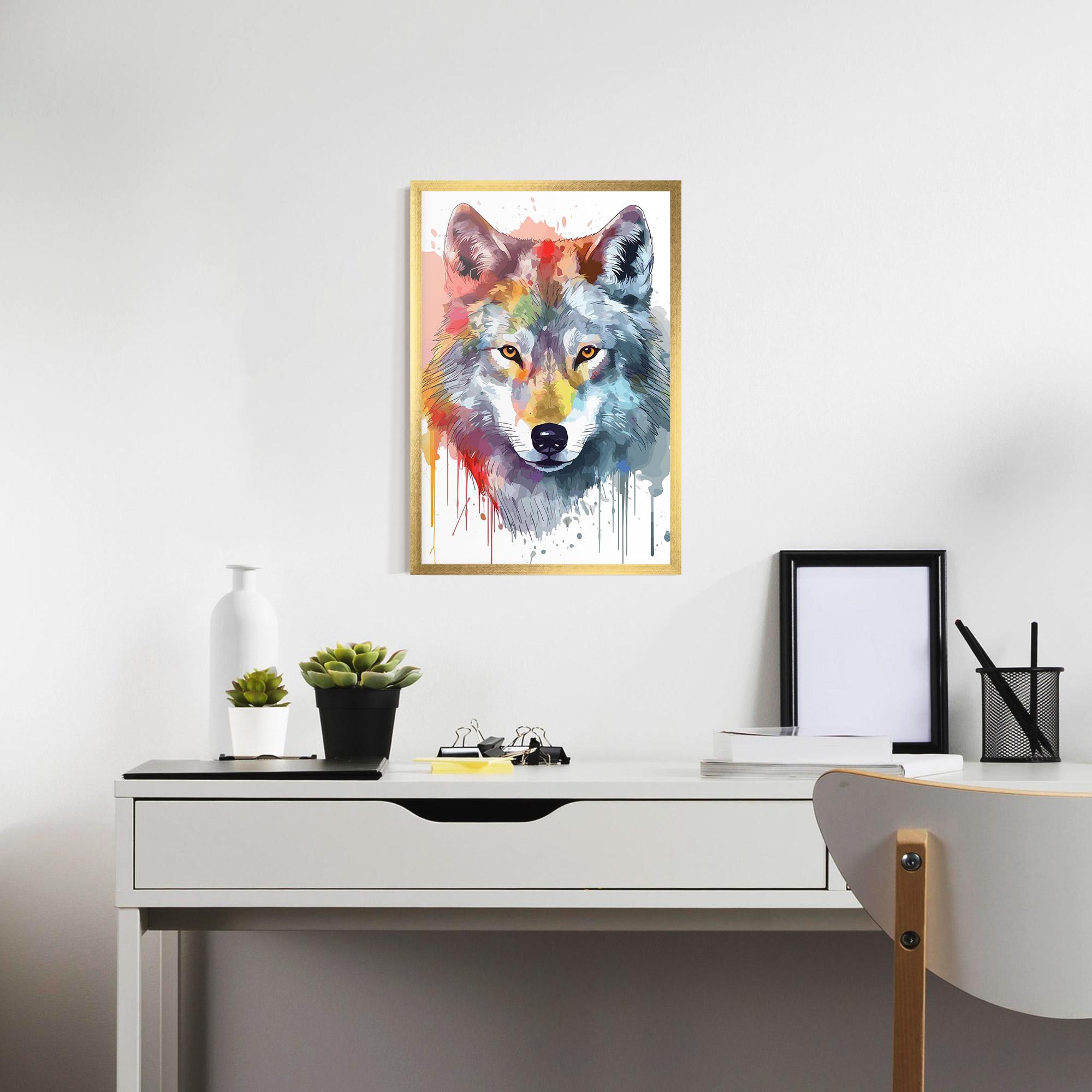 Plakat w Ramie Watercolor Wolf mockup 7