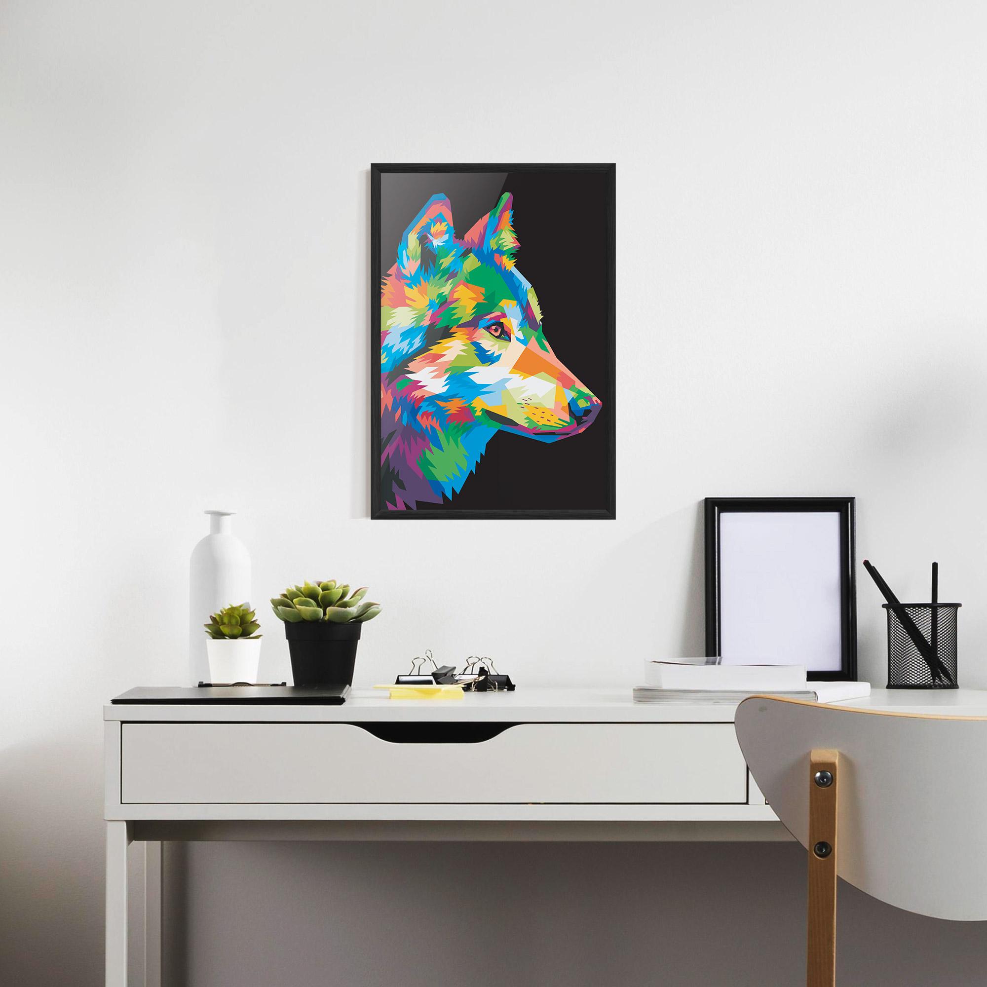 Plakat w Ramie Colorful Wolf mockup 7