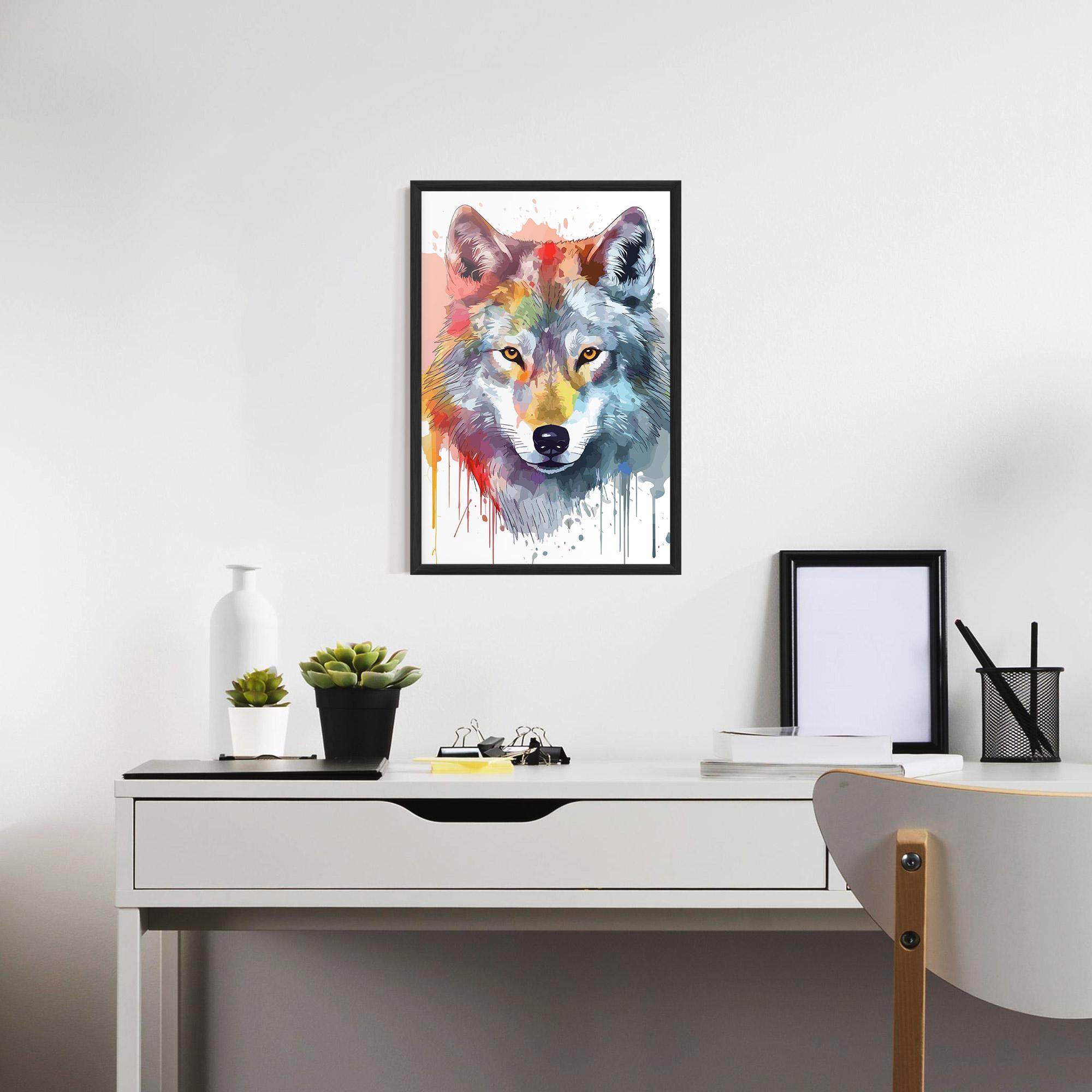 Plakat w Ramie Watercolor Wolf mockup 7