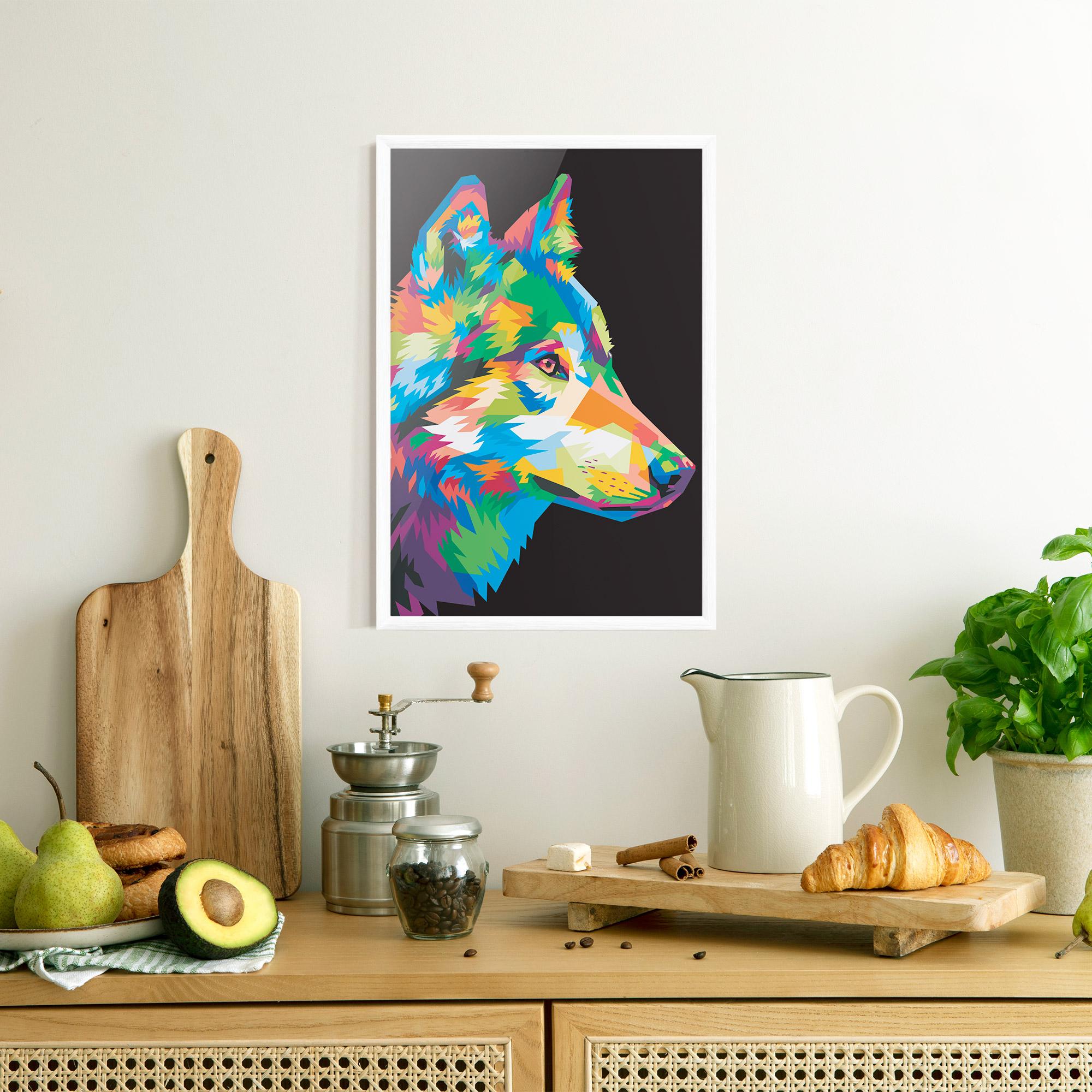 Plakat w Ramie Colorful Wolf mockup 8