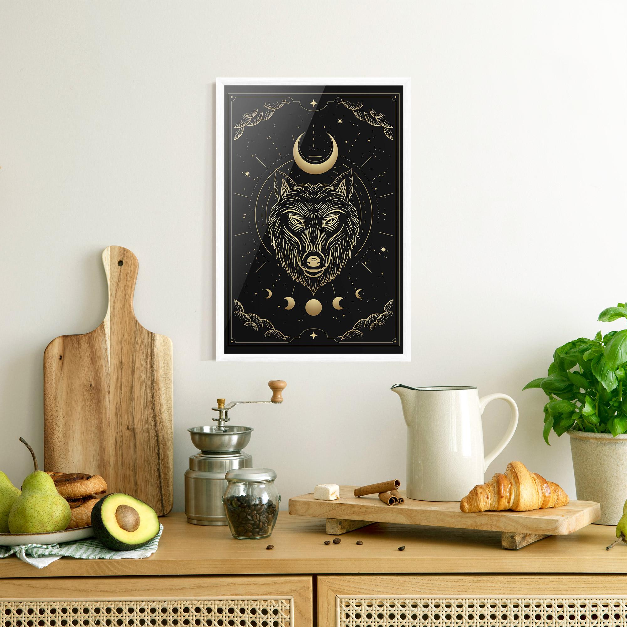 Plakat w Ramie Gold Line Wolf mockup 8