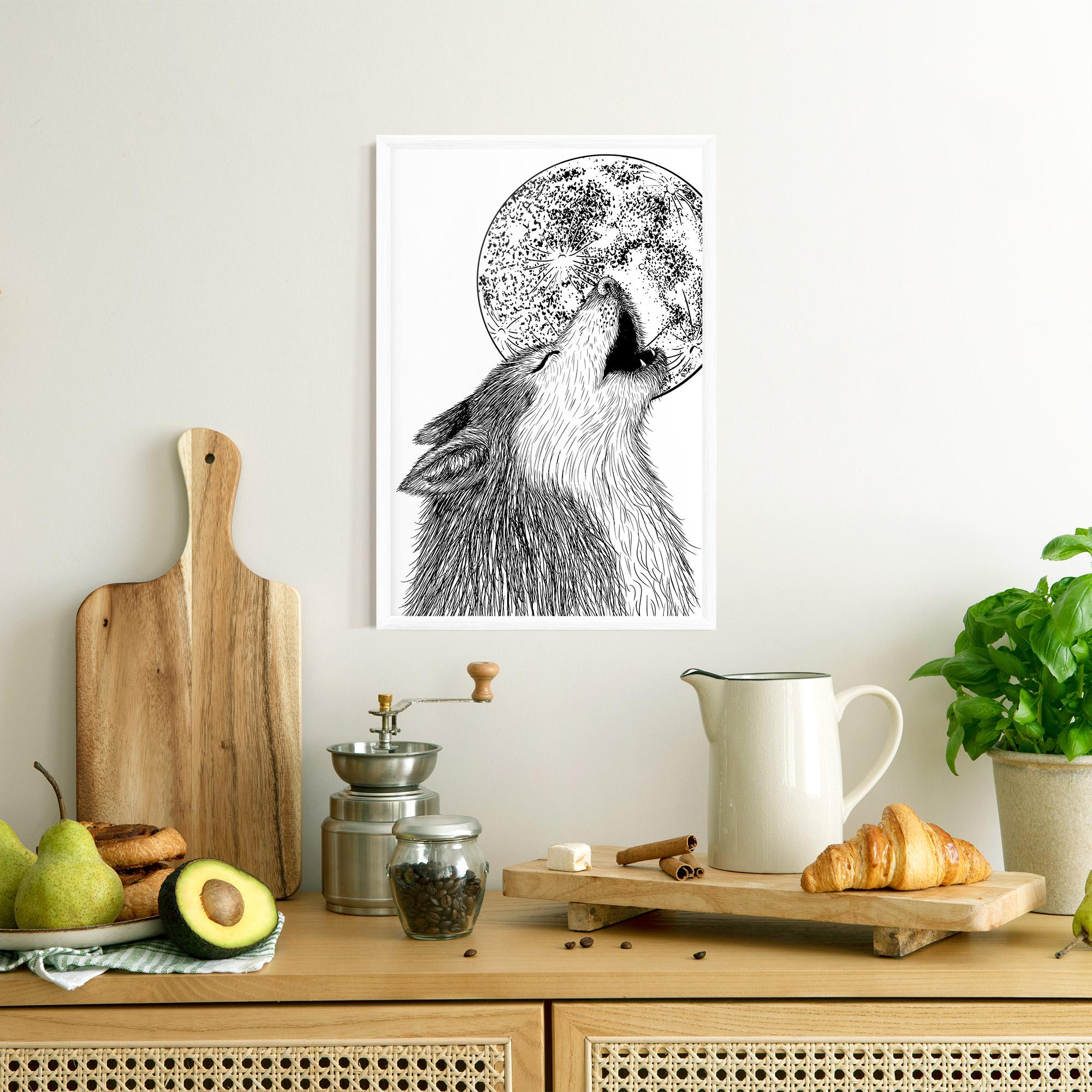 Plakat w Ramie Pretty Moon Wolf mockup 8