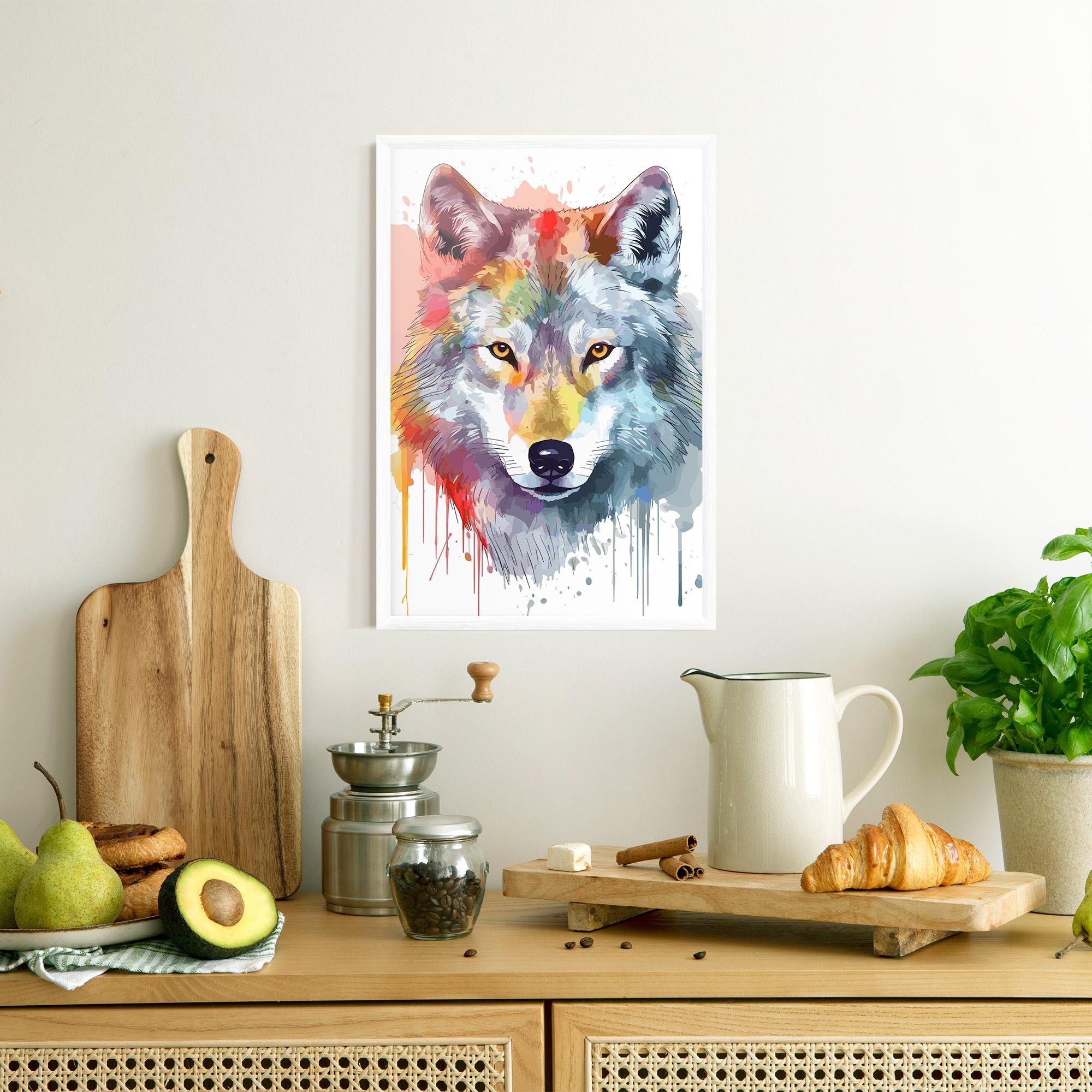 Plakat w Ramie Watercolor Wolf mockup 8