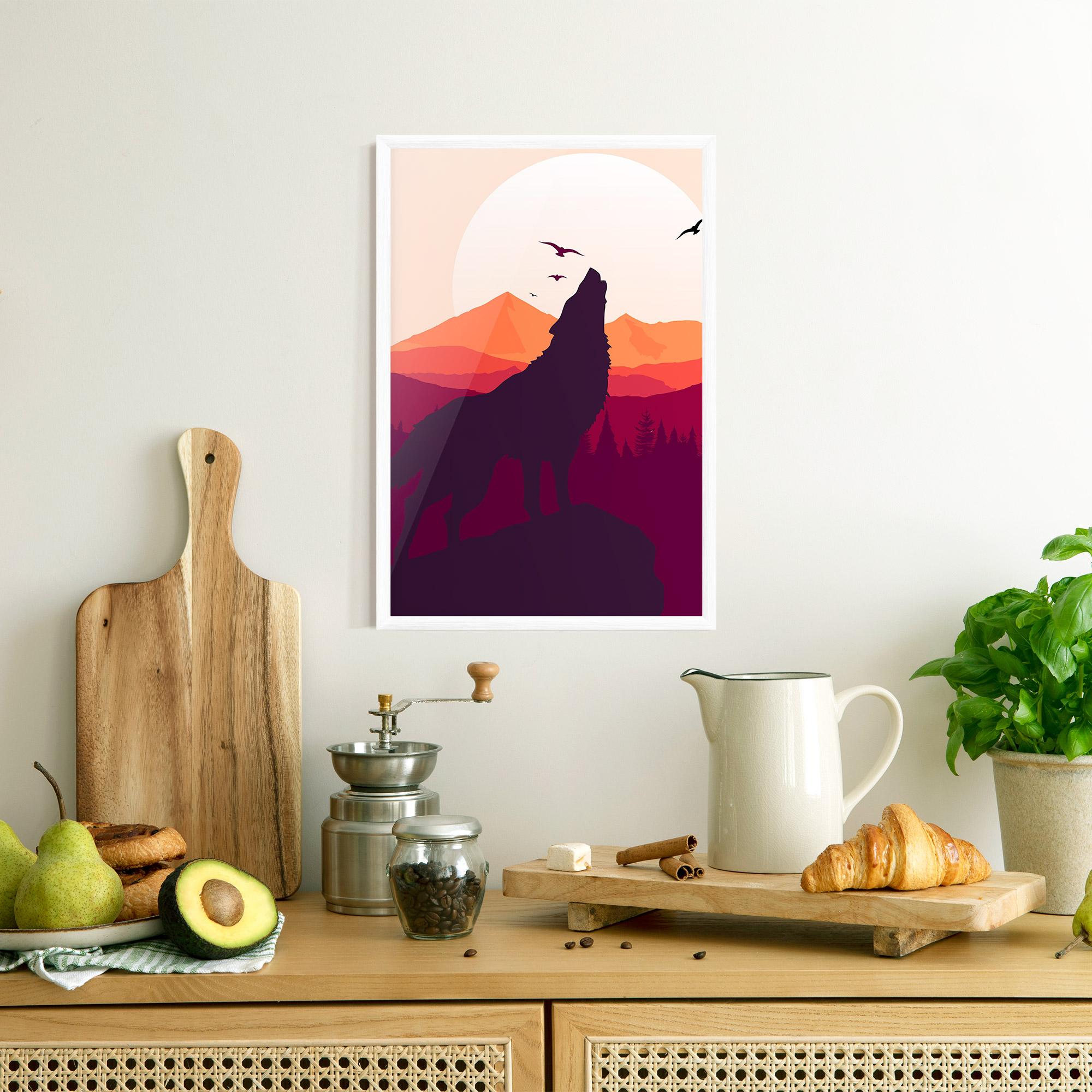 Plakat w Ramie Wolf Pink Moon mockup 8