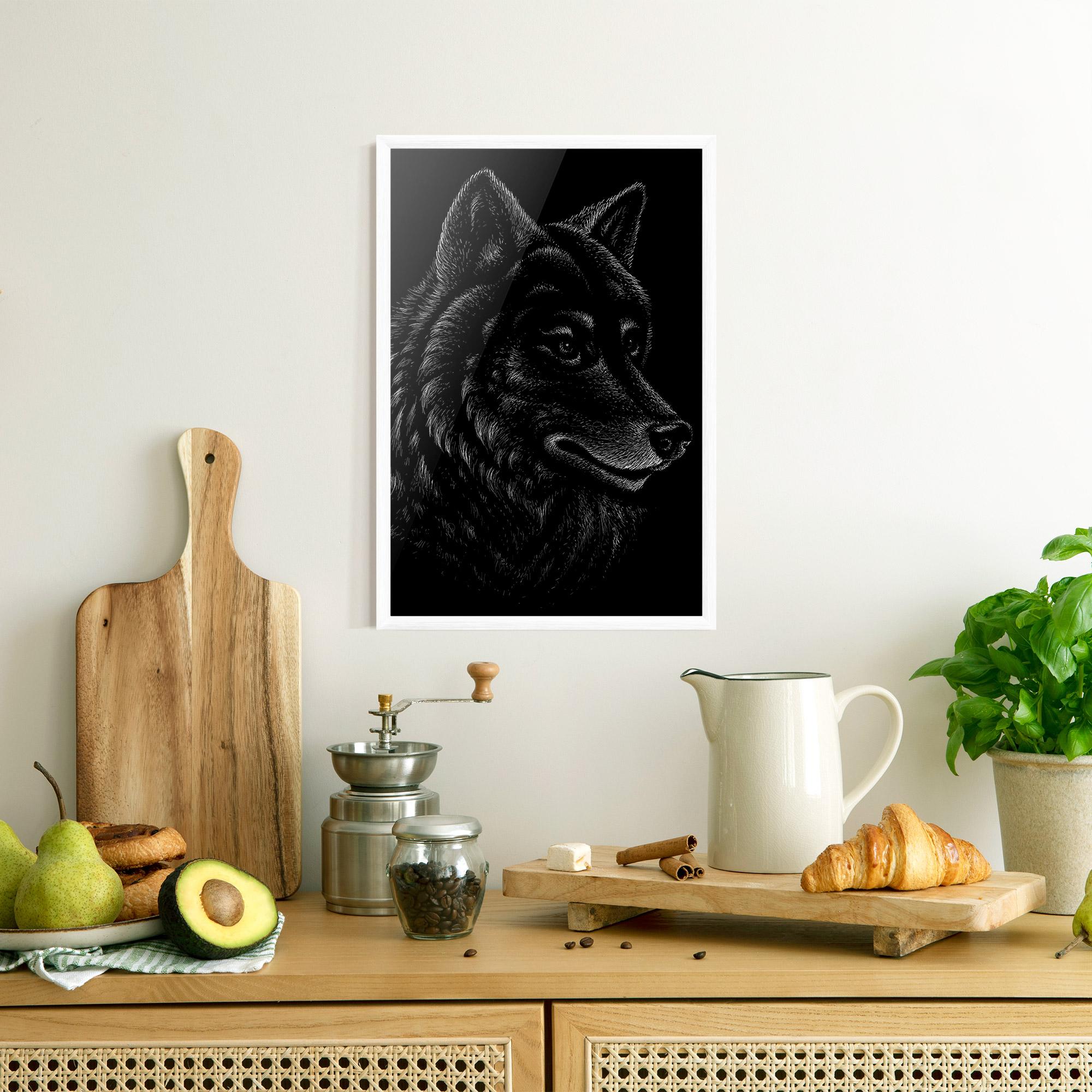Plakat w Ramie Wolf Shillouette Head mockup 8