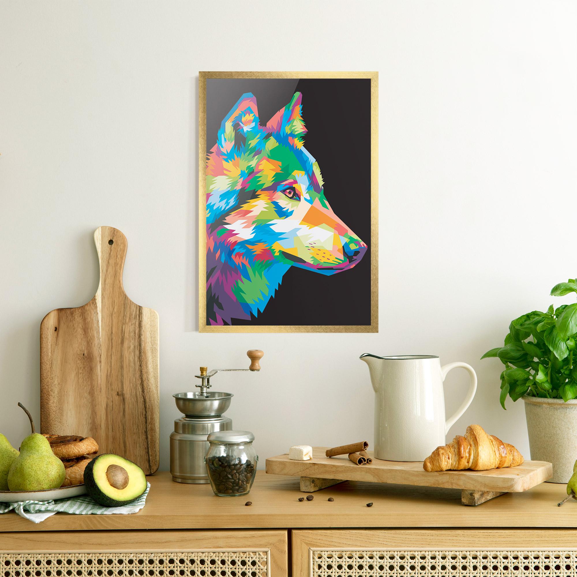 Plakat w Ramie Colorful Wolf mockup 8
