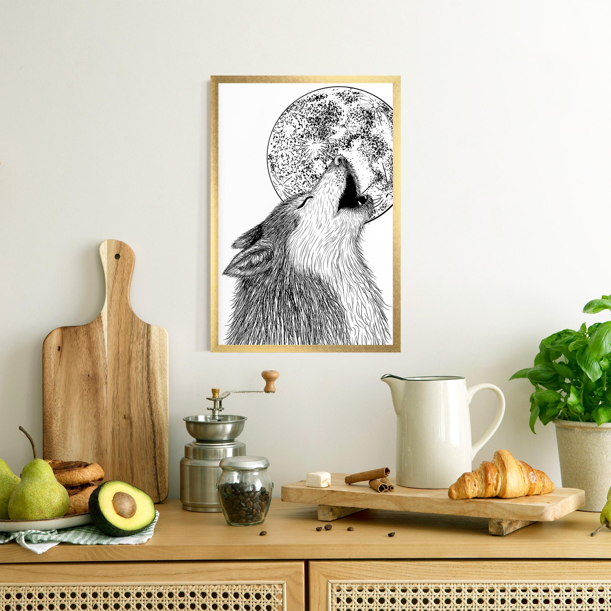 Plakat w Ramie Pretty Moon Wolf mockup 8