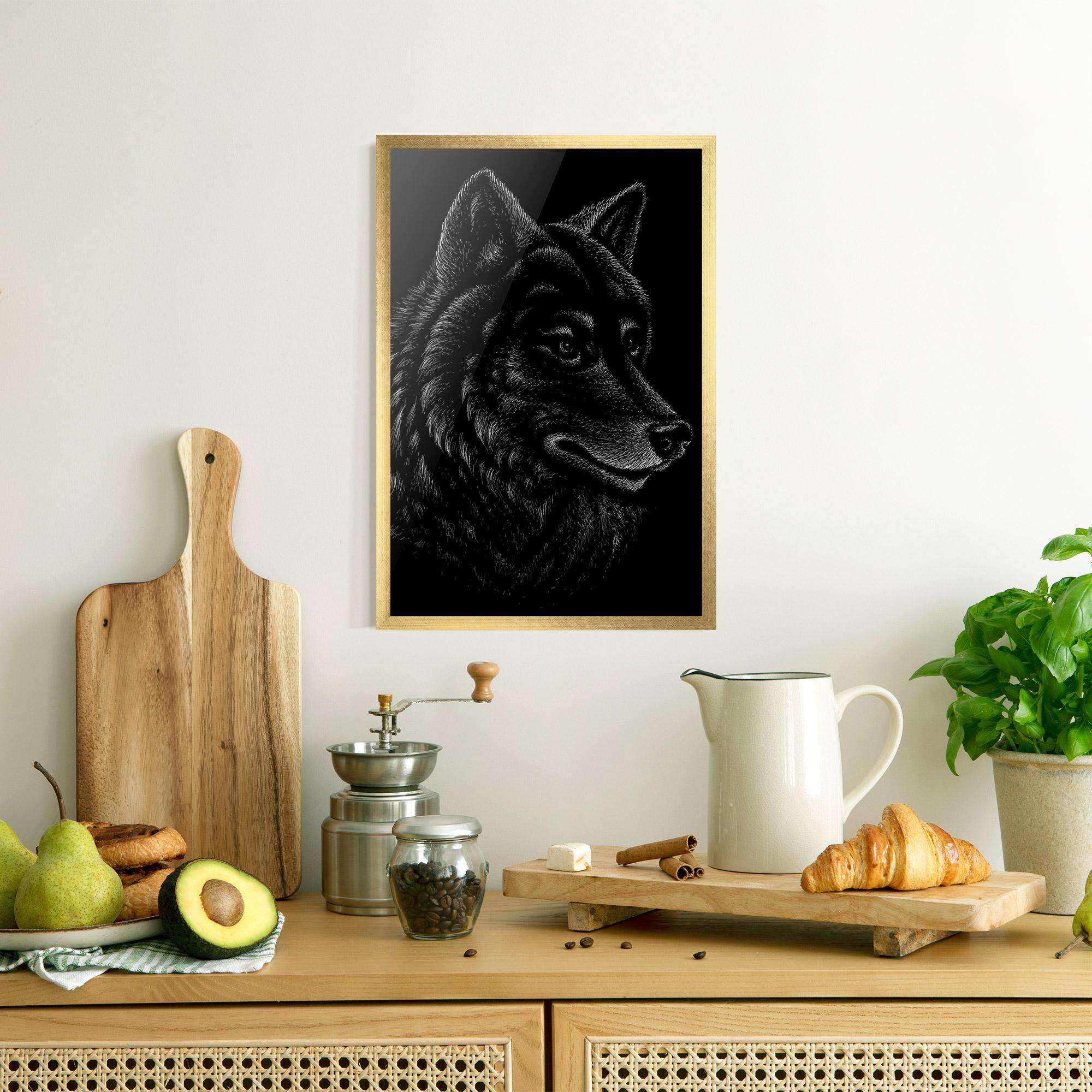Plakat w Ramie Wolf Shillouette Head mockup 8
