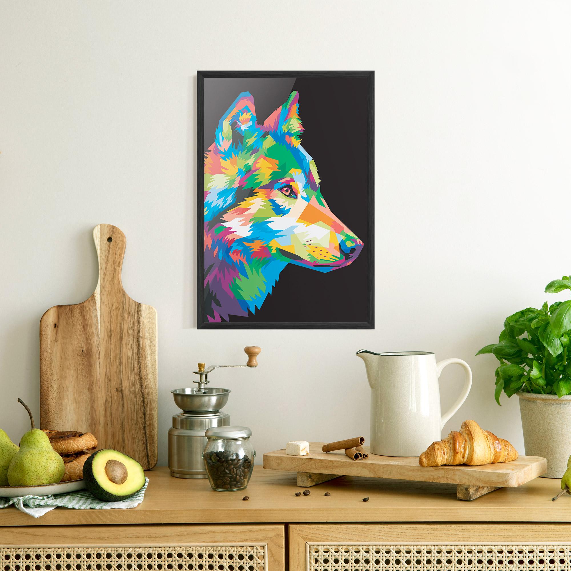 Plakat w Ramie Colorful Wolf mockup 8