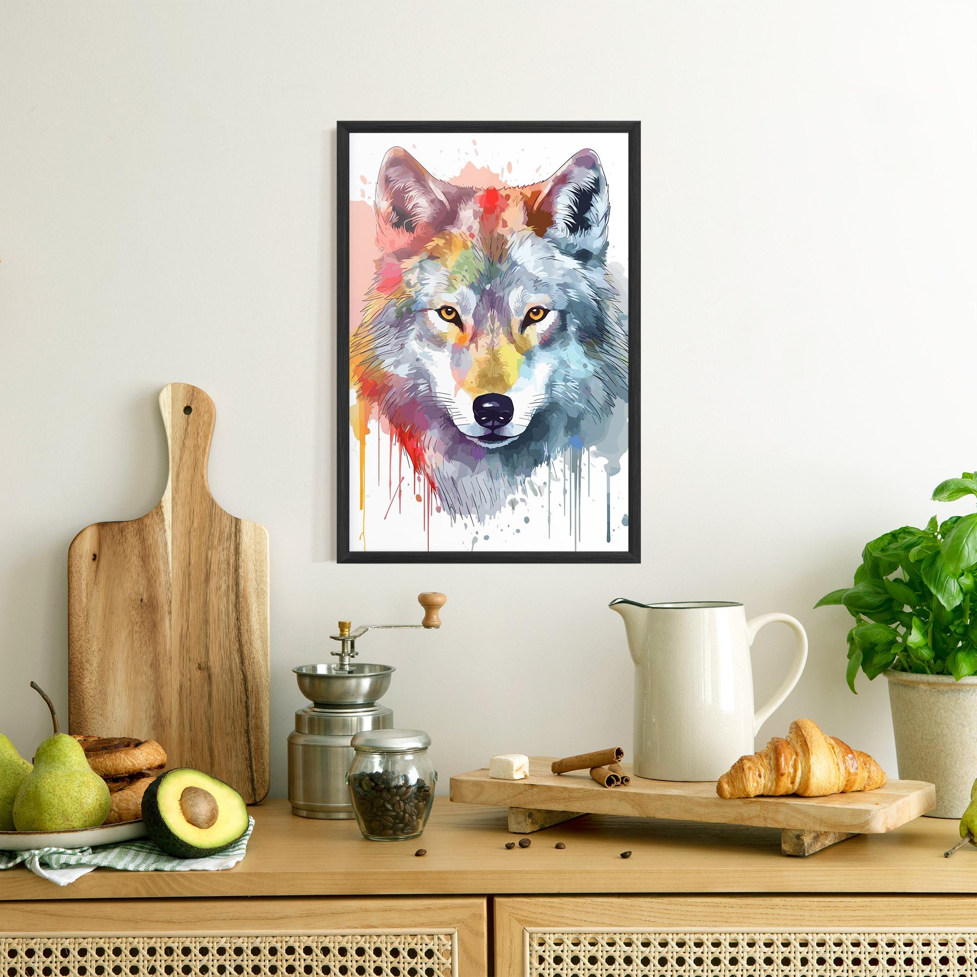 Plakat w Ramie Watercolor Wolf mockup 8