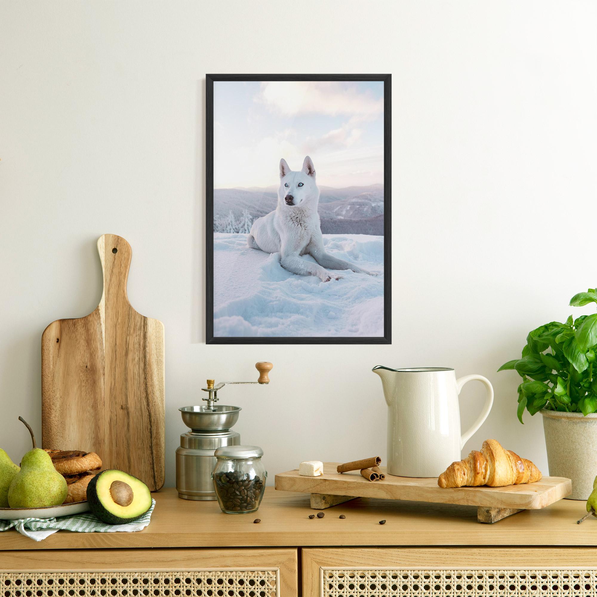 Plakat w Ramie White Snow Wolf mockup 8