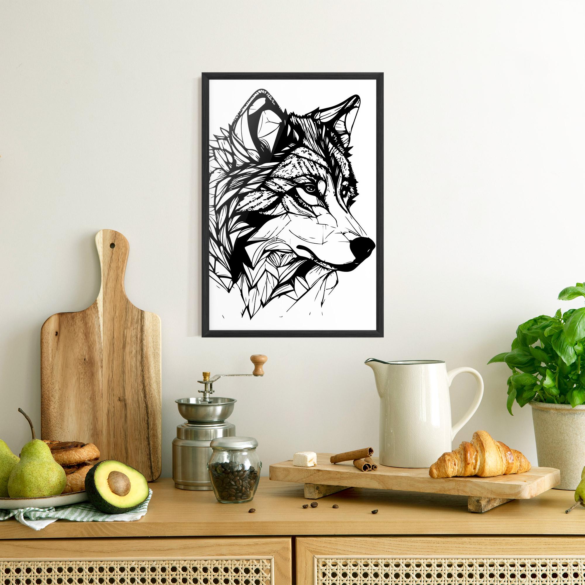 Plakat w Ramie Wolf Head Line mockup 8