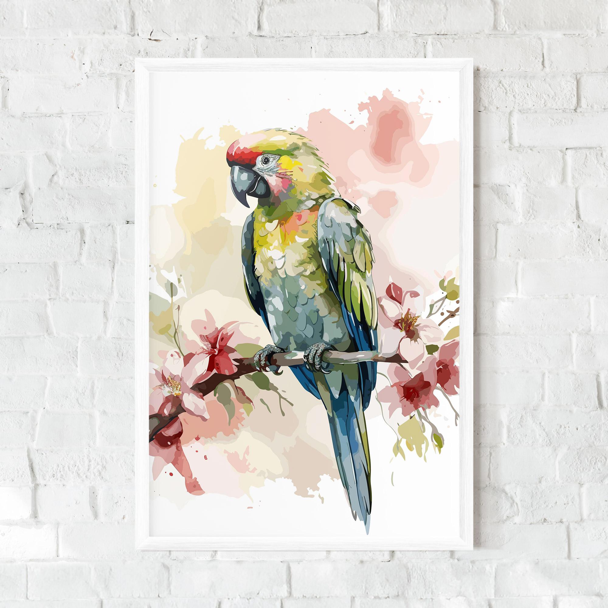 Plakat w Ramie Beautiful Parrot mockup 0