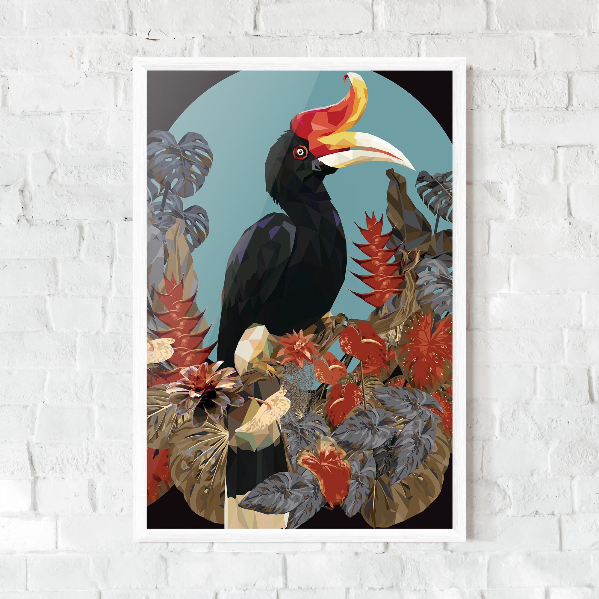 Plakat w Ramie Black Interesting Bird mockup 0