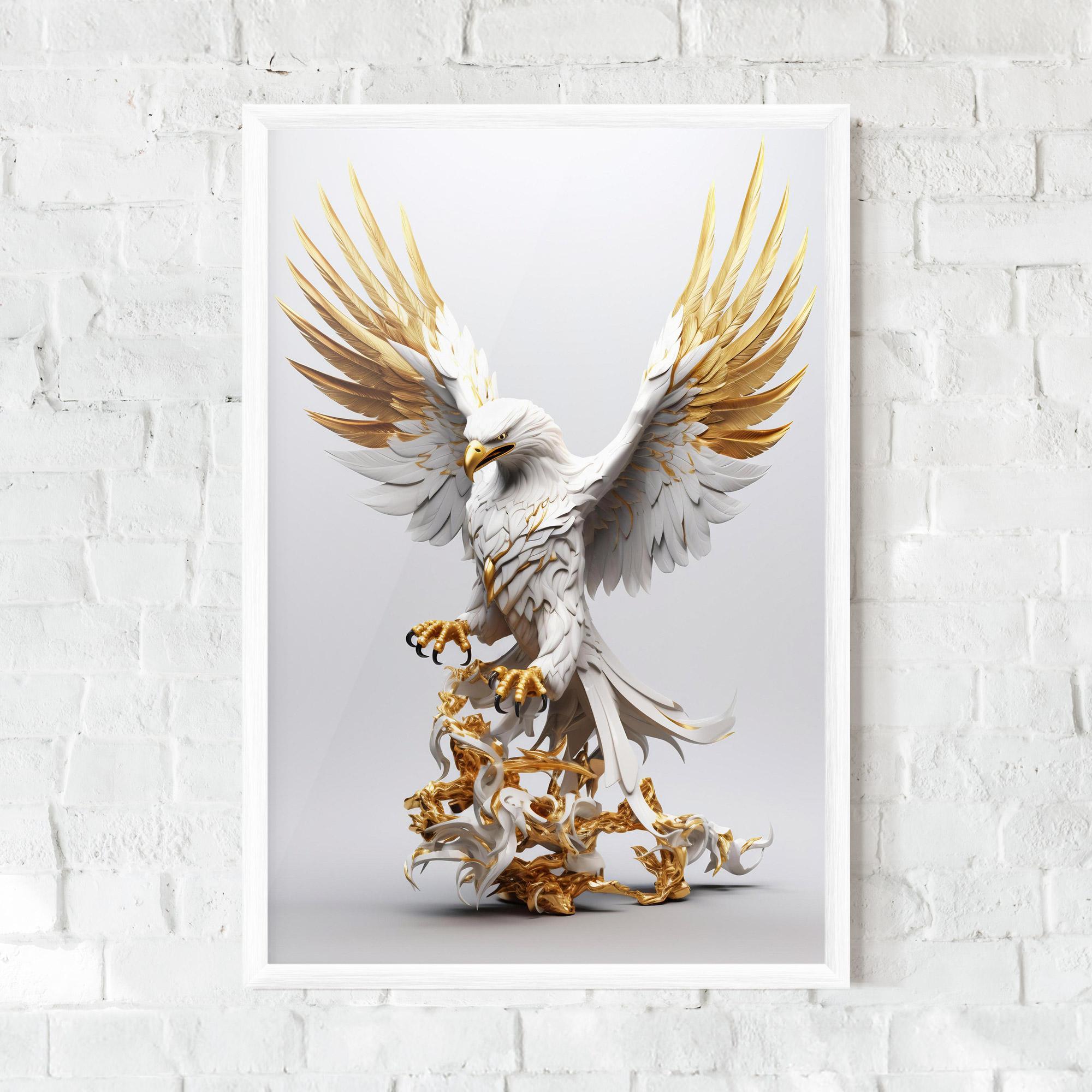 Plakat w Ramie Gold 3d Eagle mockup 0
